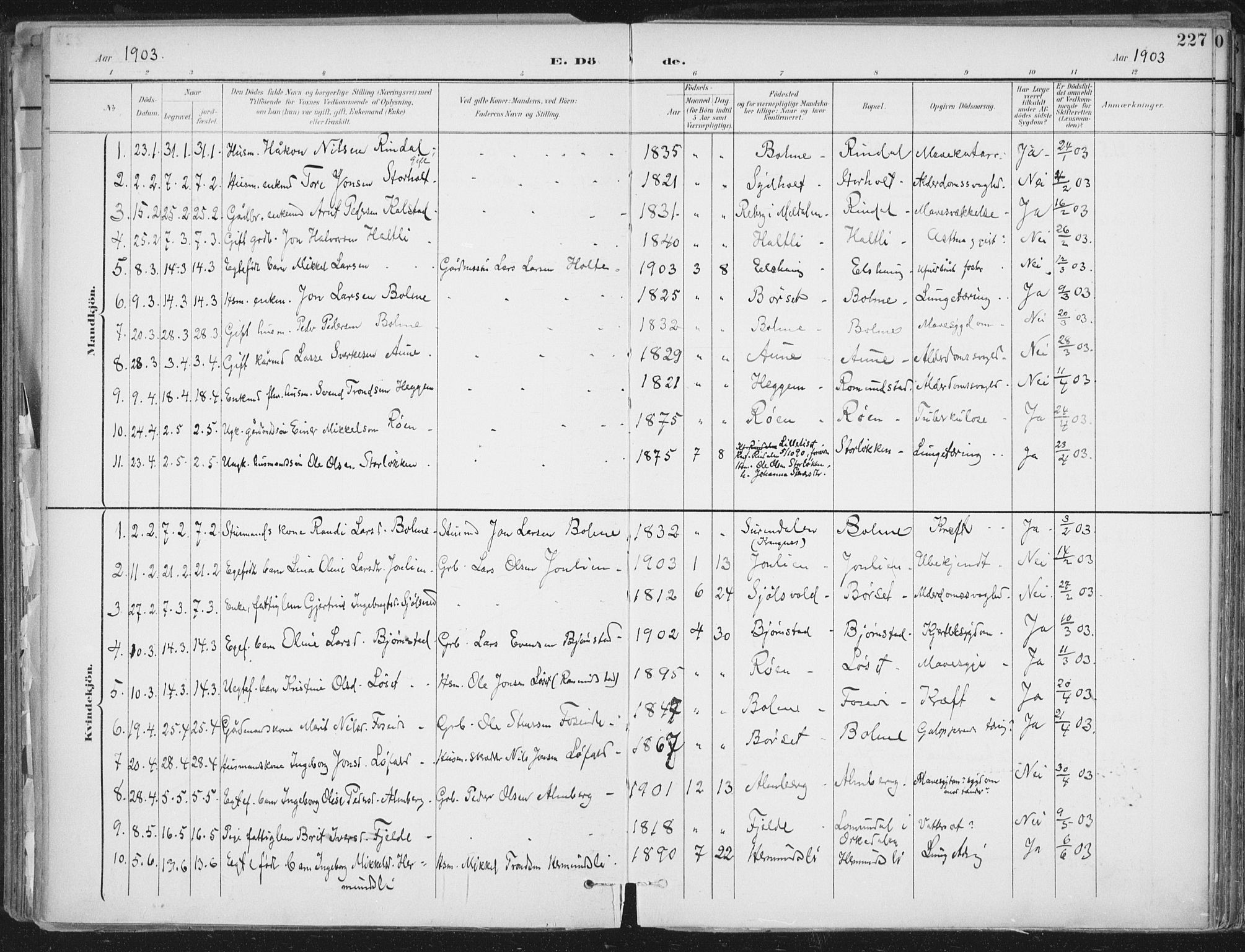Ministerialprotokoller, klokkerbøker og fødselsregistre - Møre og Romsdal, SAT/A-1454/598/L1072: Parish register (official) no. 598A06, 1896-1910, p. 227