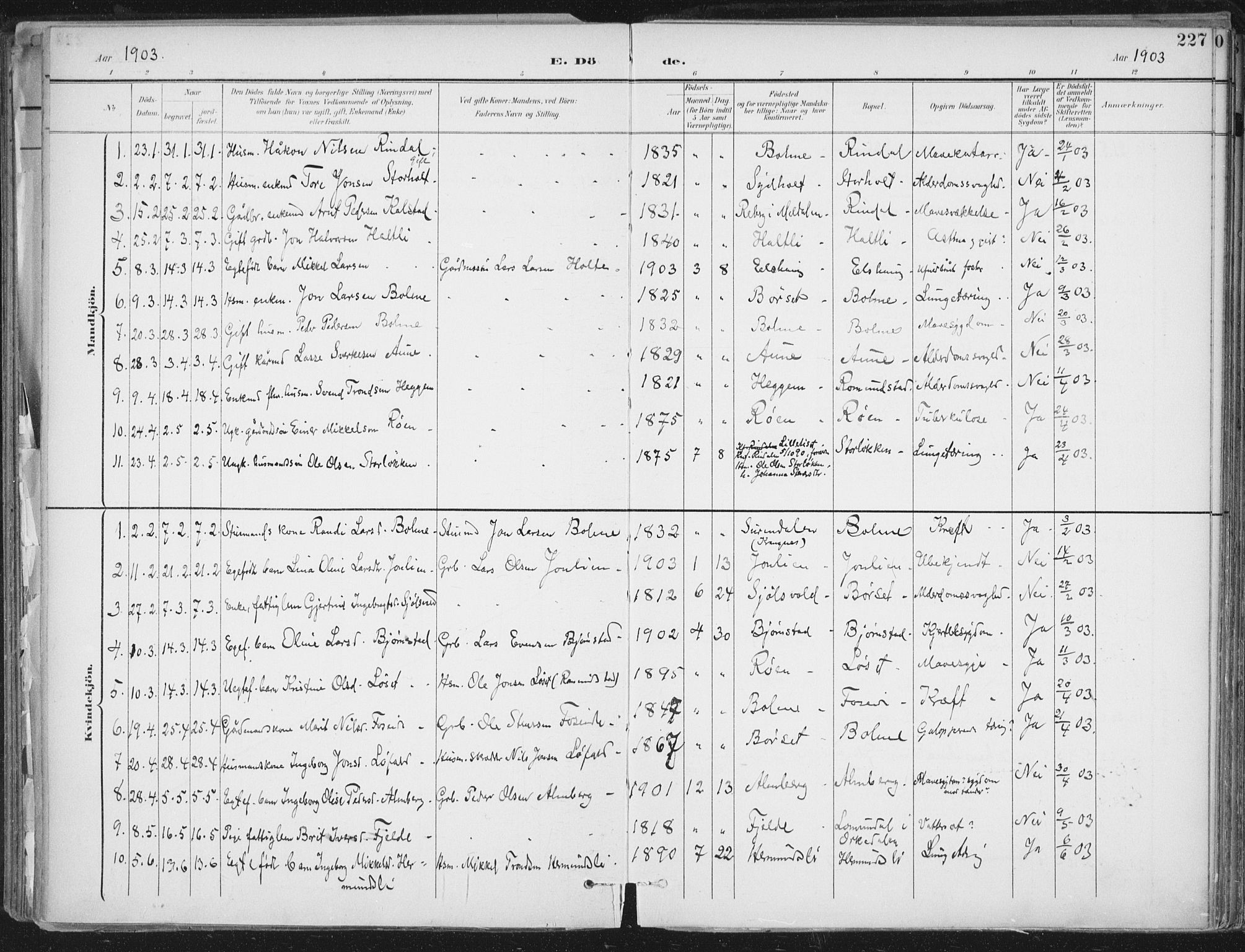 Ministerialprotokoller, klokkerbøker og fødselsregistre - Møre og Romsdal, AV/SAT-A-1454/598/L1072: Parish register (official) no. 598A06, 1896-1910, p. 227