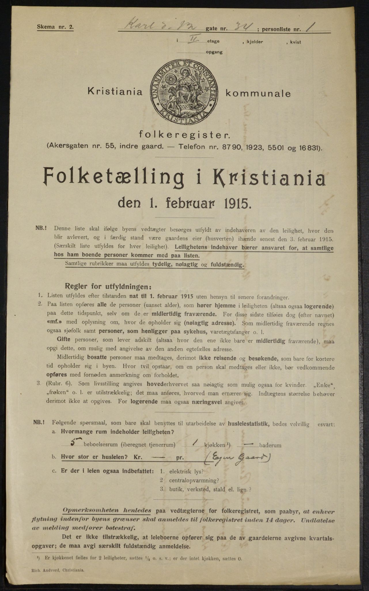 OBA, Municipal Census 1915 for Kristiania, 1915, p. 48181