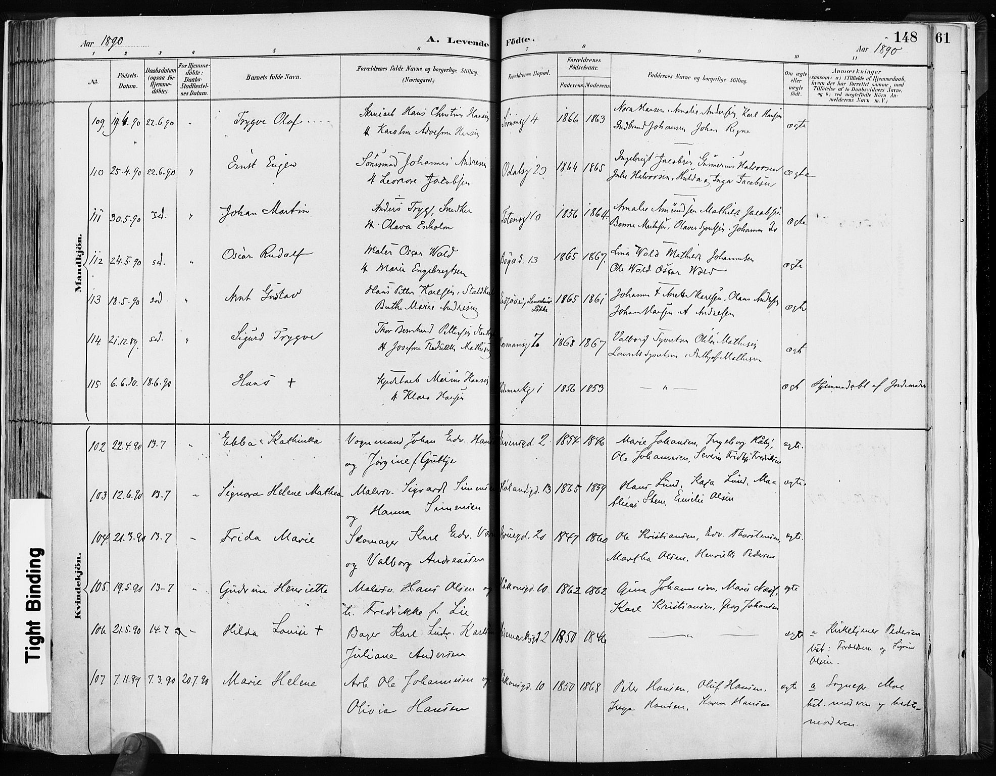 Kampen prestekontor Kirkebøker, AV/SAO-A-10853/F/Fa/L0003: Parish register (official) no. I 3, 1886-1892, p. 148