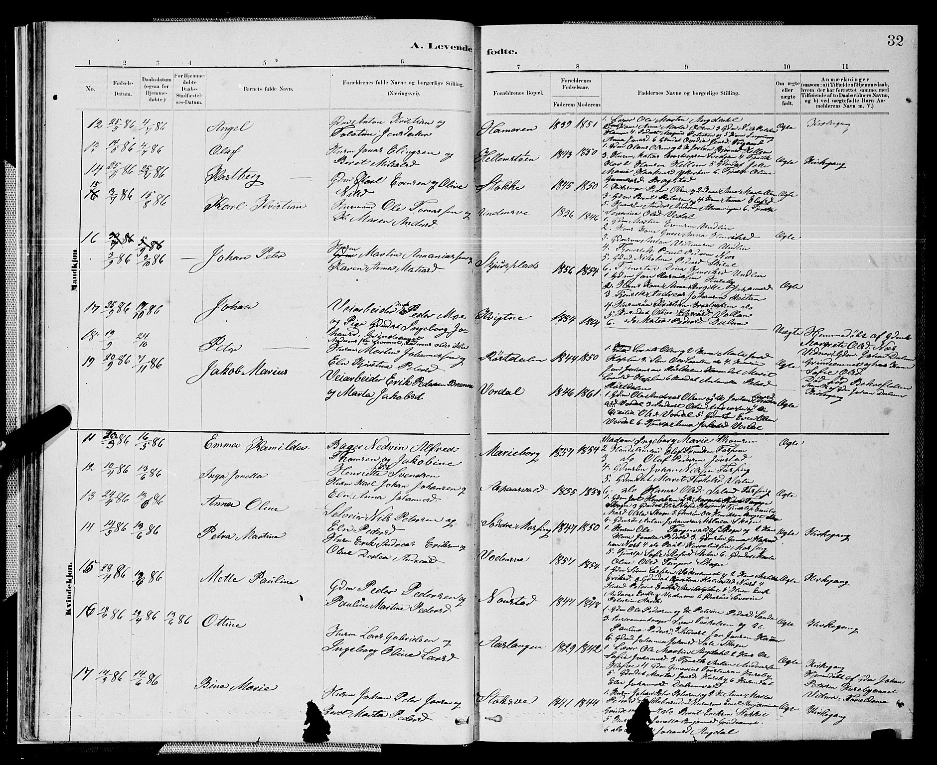 Ministerialprotokoller, klokkerbøker og fødselsregistre - Nord-Trøndelag, SAT/A-1458/714/L0134: Parish register (copy) no. 714C03, 1878-1898, p. 32