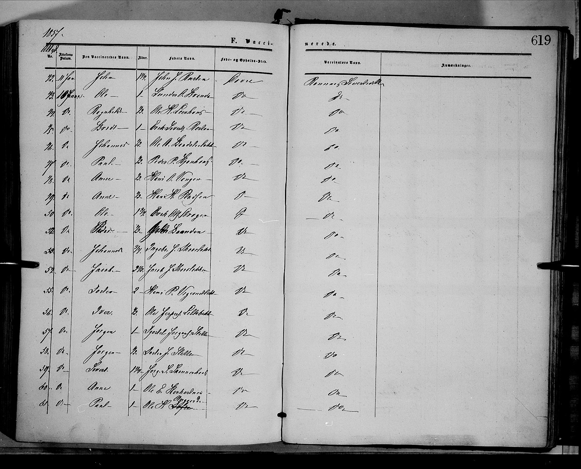 Dovre prestekontor, SAH/PREST-066/H/Ha/Haa/L0001: Parish register (official) no. 1, 1854-1878, p. 619