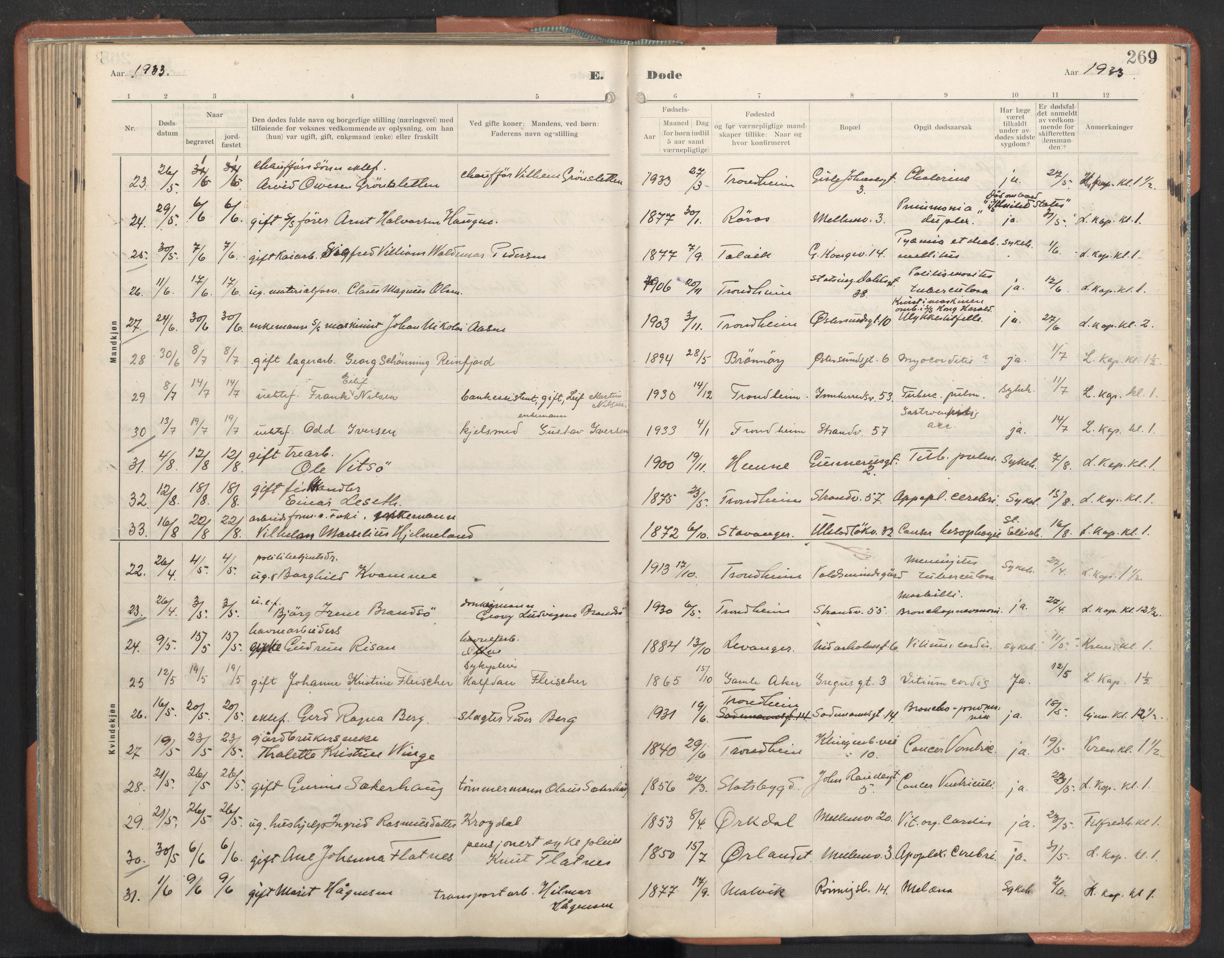 Ministerialprotokoller, klokkerbøker og fødselsregistre - Sør-Trøndelag, SAT/A-1456/605/L0245: Parish register (official) no. 605A07, 1916-1938, p. 269