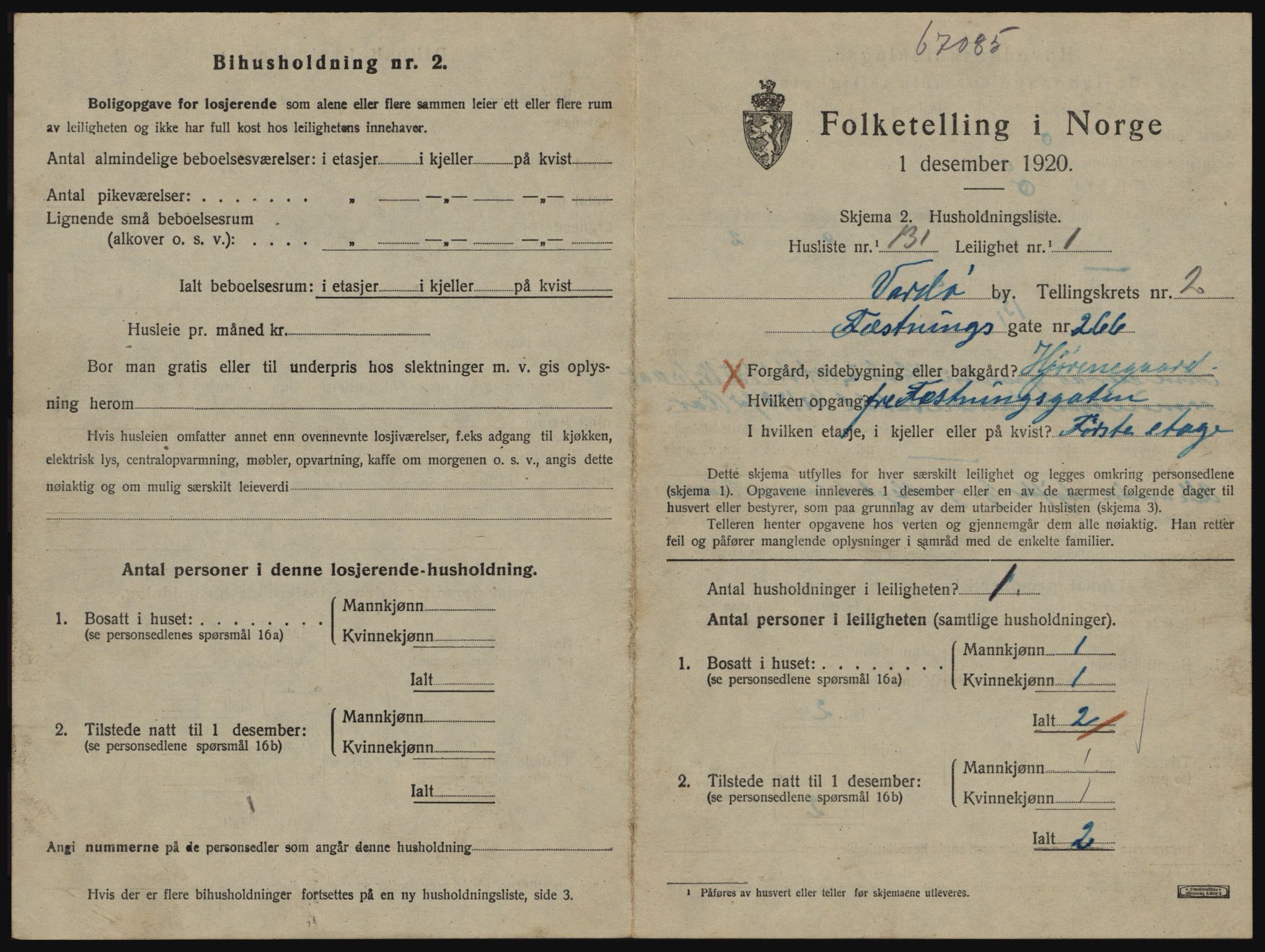 SATØ, 1920 census for Vardø, 1920, p. 2219