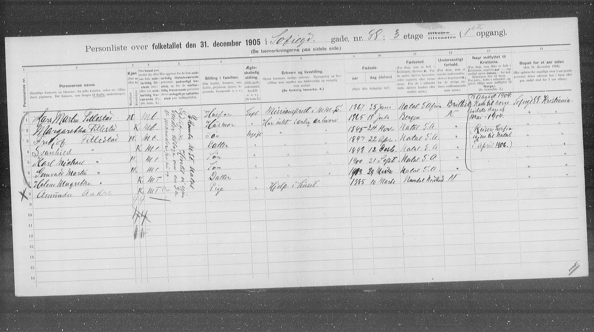 OBA, Municipal Census 1905 for Kristiania, 1905, p. 51527