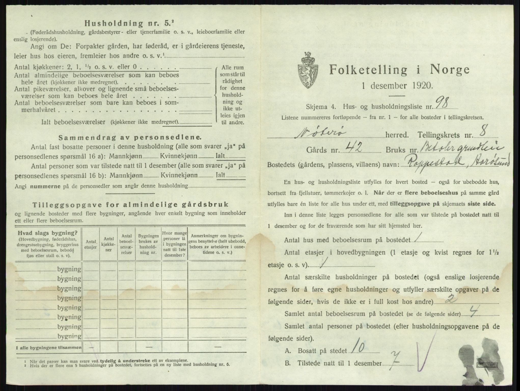 SAKO, 1920 census for Nøtterøy, 1920, p. 1697