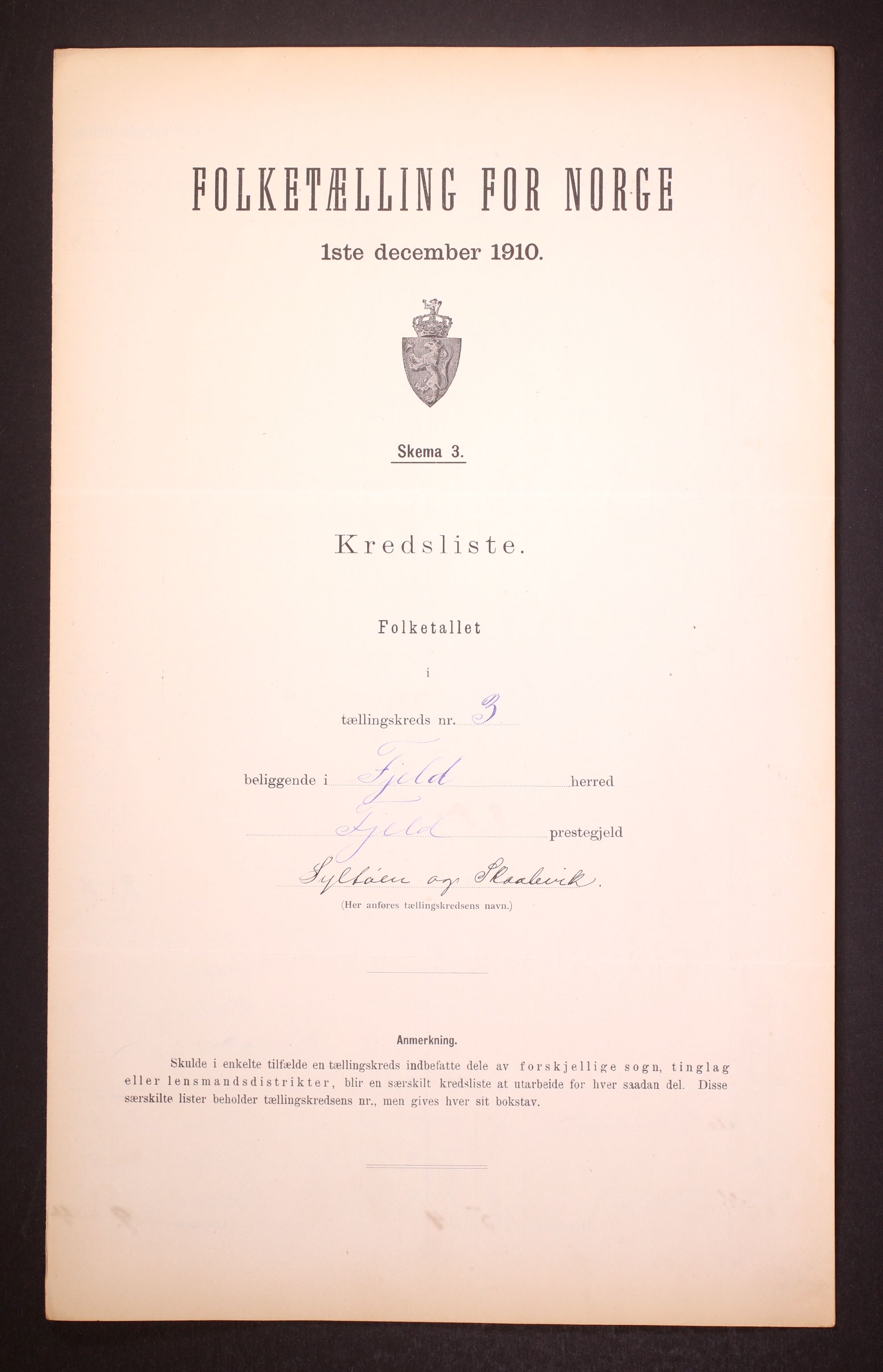 RA, 1910 census for Fjell, 1910, p. 10