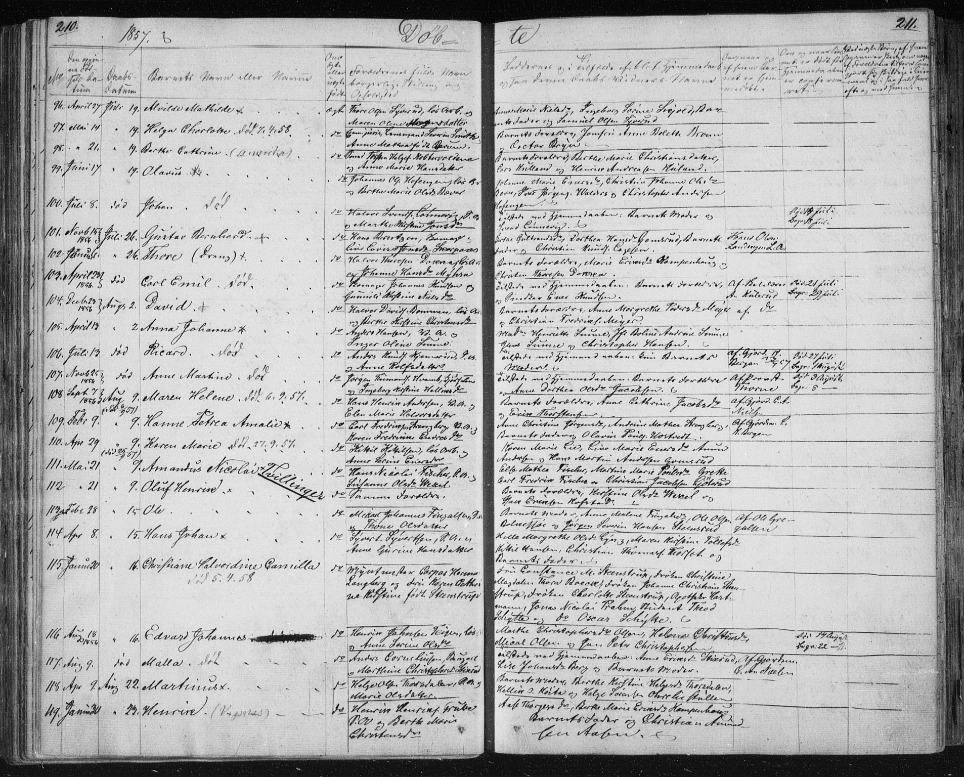 Kongsberg kirkebøker, AV/SAKO-A-22/F/Fa/L0009: Parish register (official) no. I 9, 1839-1858, p. 210-211