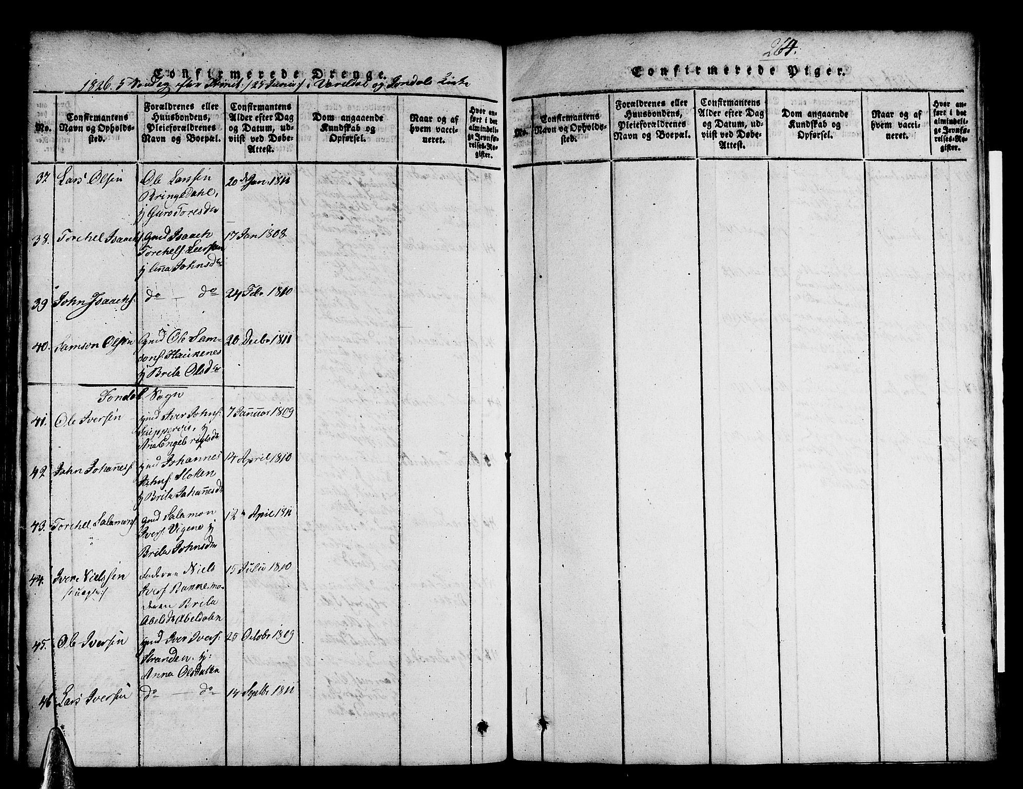 Strandebarm sokneprestembete, AV/SAB-A-78401/H/Haa: Parish register (official) no. A 5, 1816-1826, p. 264