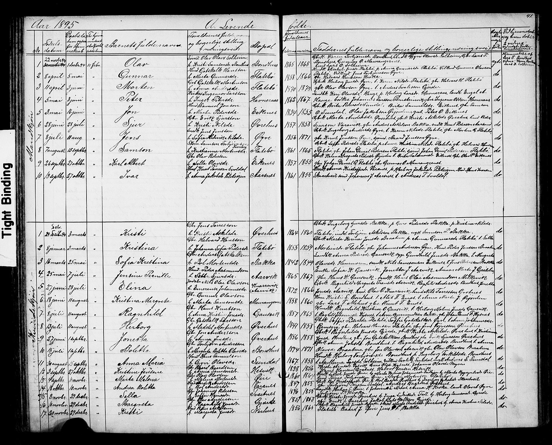 Kvinnherad sokneprestembete, SAB/A-76401/H/Hab: Parish register (copy) no. D 1, 1856-1905, p. 41