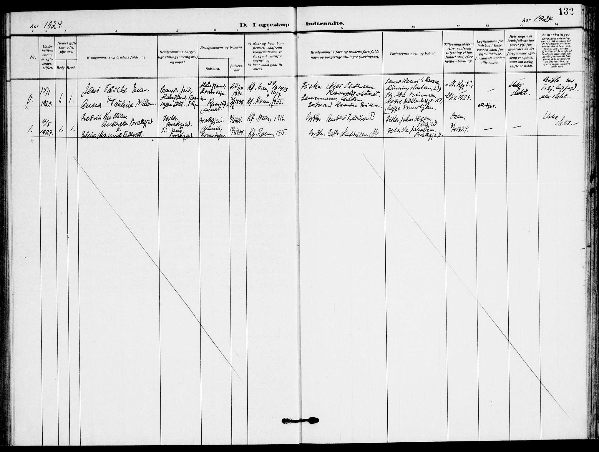 Ministerialprotokoller, klokkerbøker og fødselsregistre - Sør-Trøndelag, SAT/A-1456/658/L0724: Parish register (official) no. 658A03, 1912-1924, p. 132
