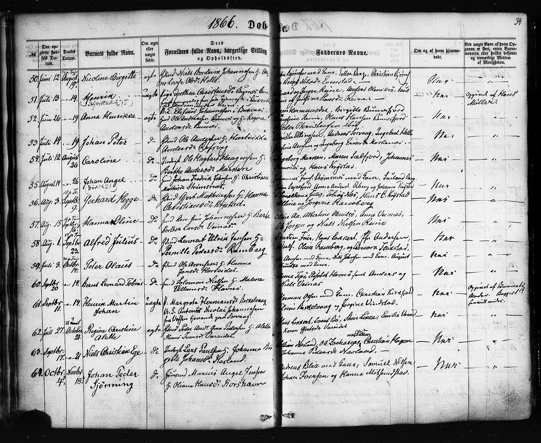 Ministerialprotokoller, klokkerbøker og fødselsregistre - Nordland, SAT/A-1459/885/L1203: Parish register (official) no. 885A04, 1859-1877, p. 34