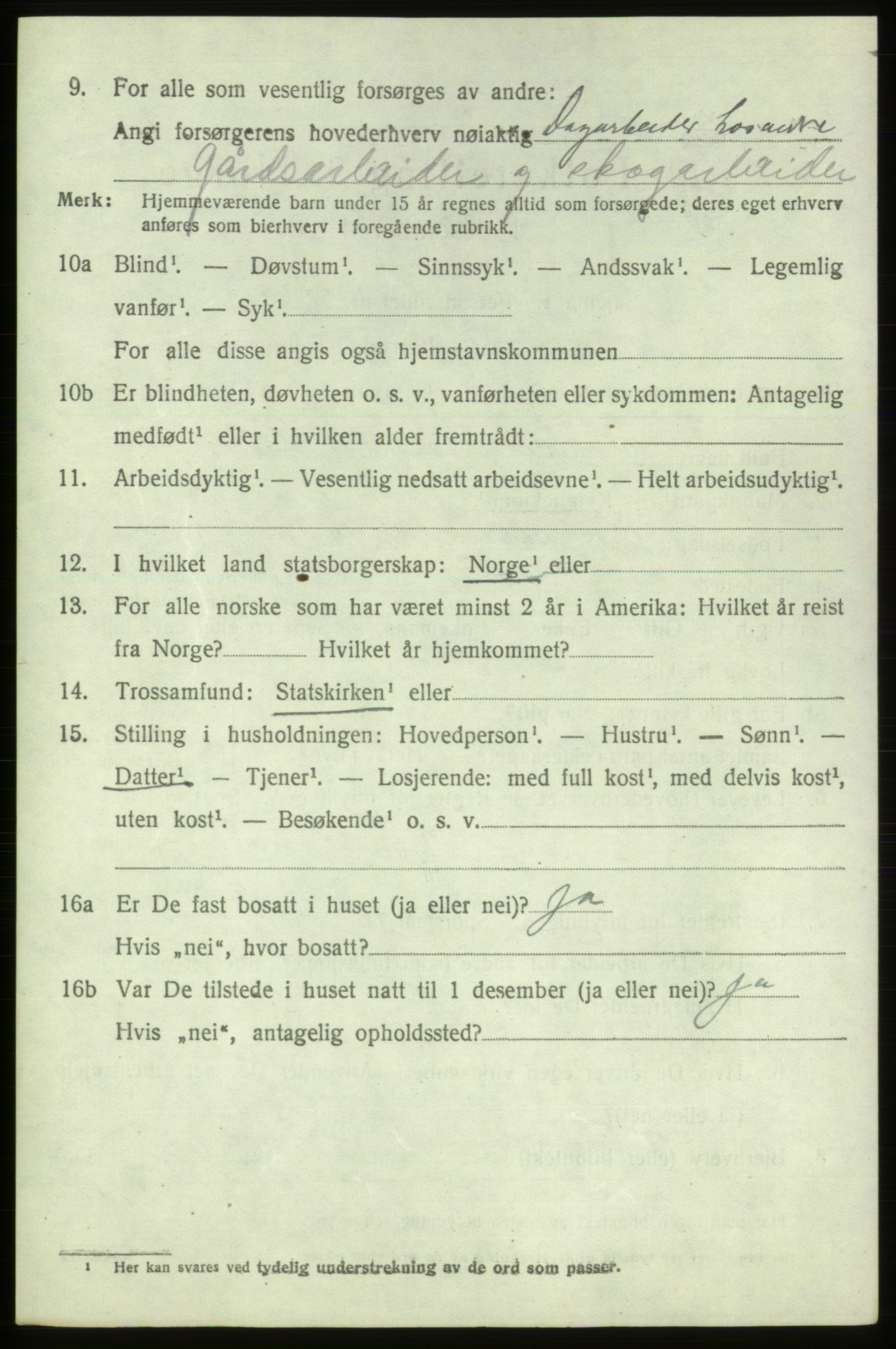 SAB, 1920 census for Stord, 1920, p. 3070