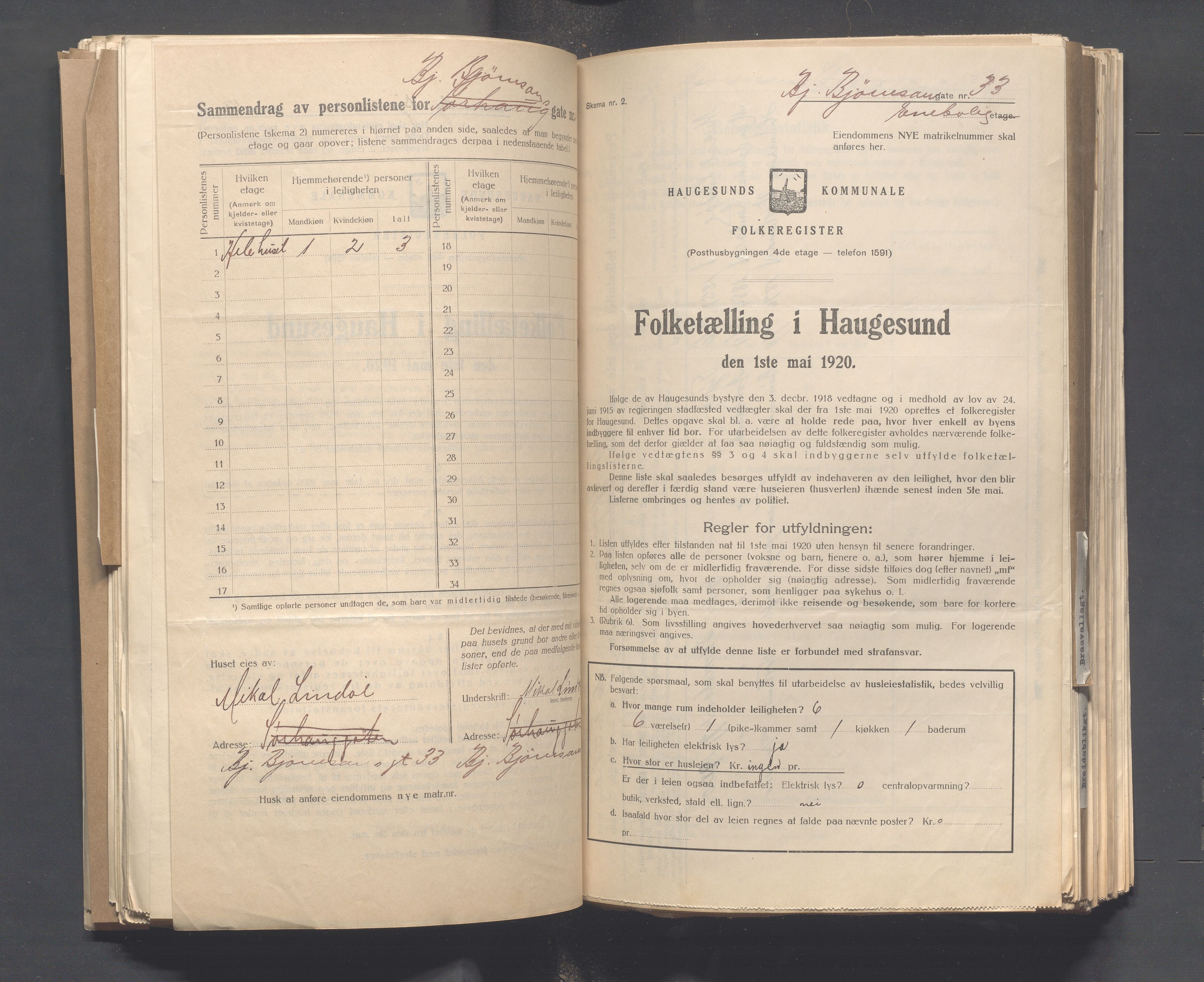 IKAR, Local census 1.5.1920 for Haugesund, 1920, p. 170