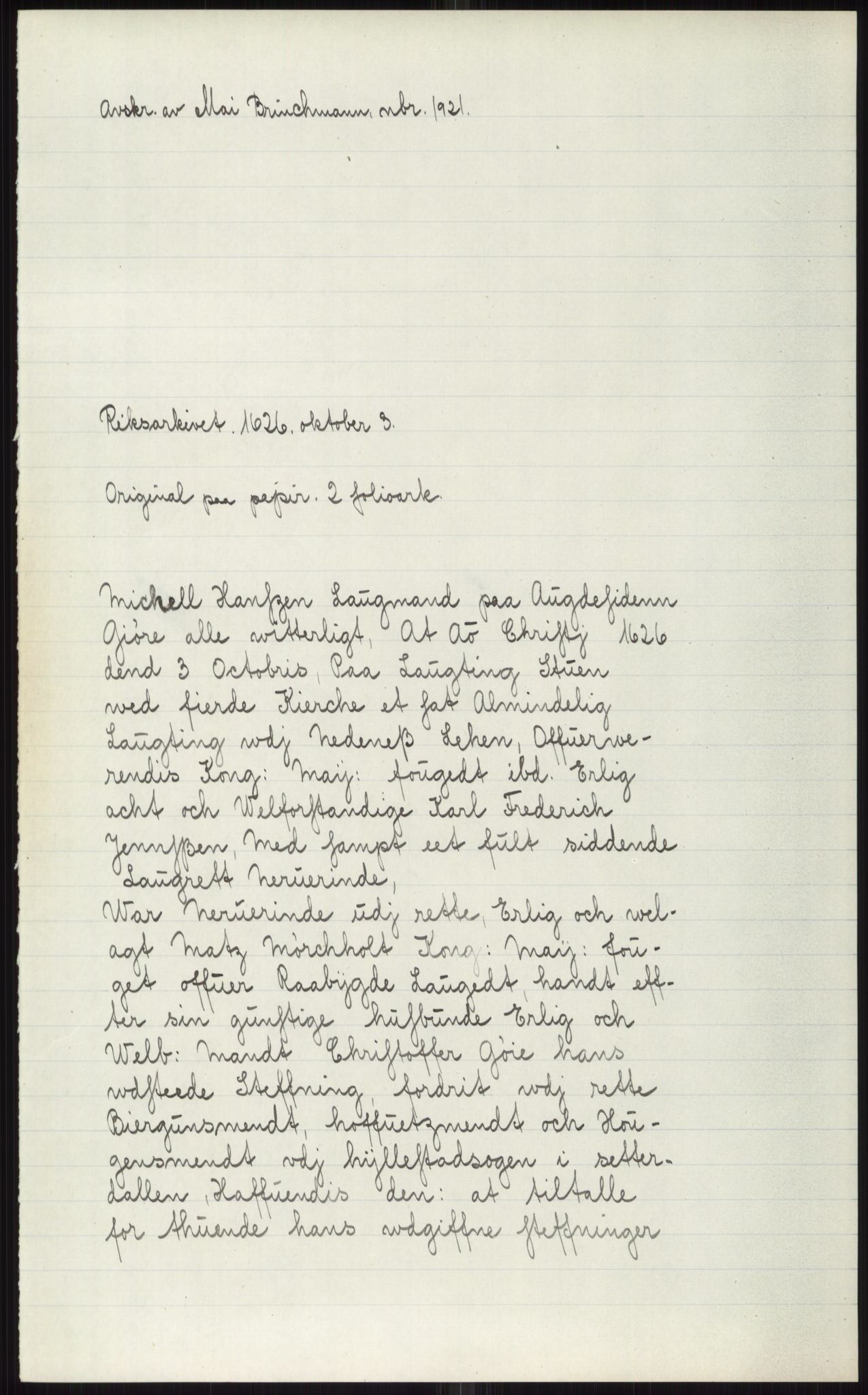 Samlinger til kildeutgivelse, Diplomavskriftsamlingen, AV/RA-EA-4053/H/Ha, p. 3189