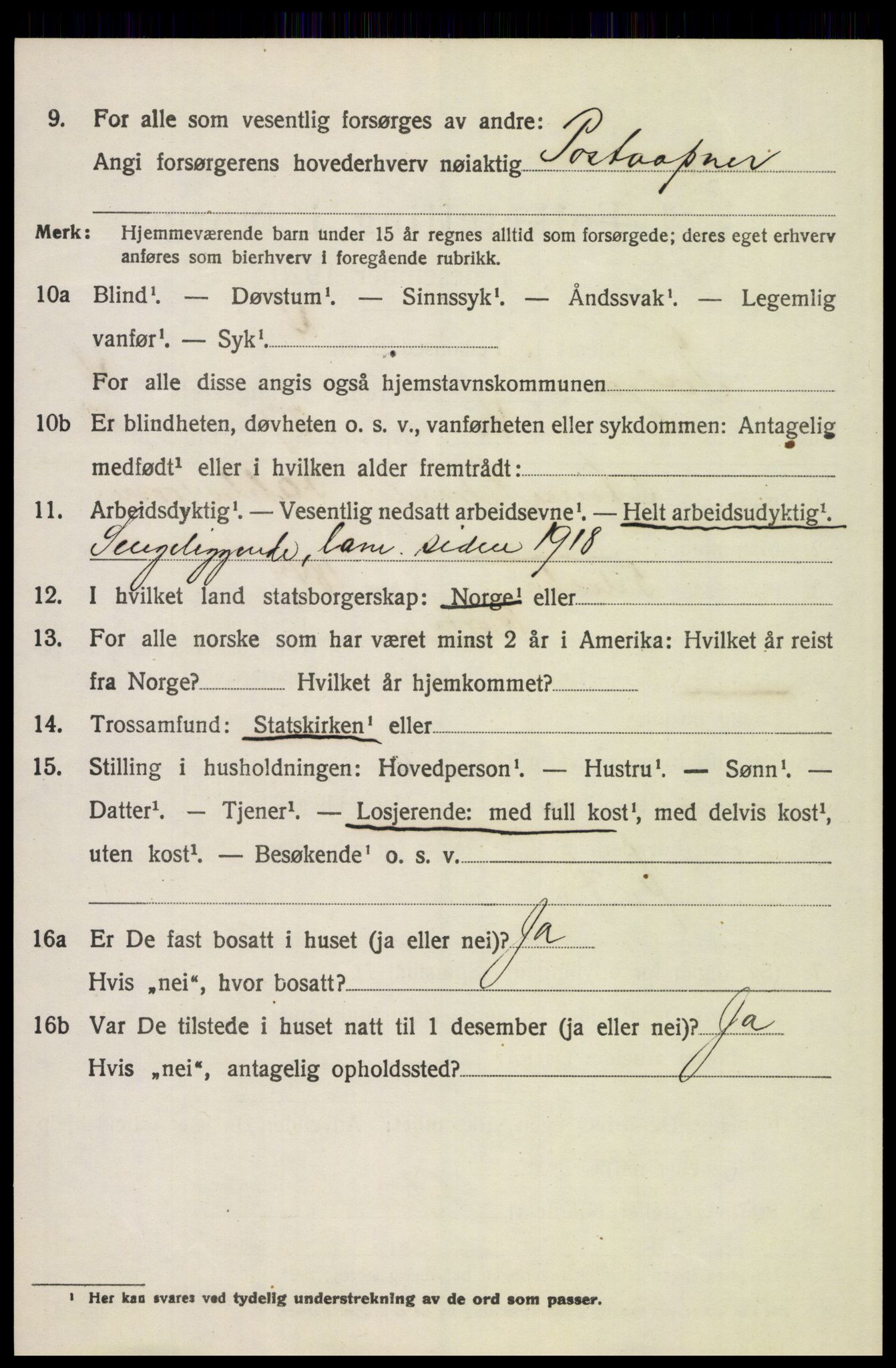 SAH, 1920 census for Tolga, 1920, p. 3062