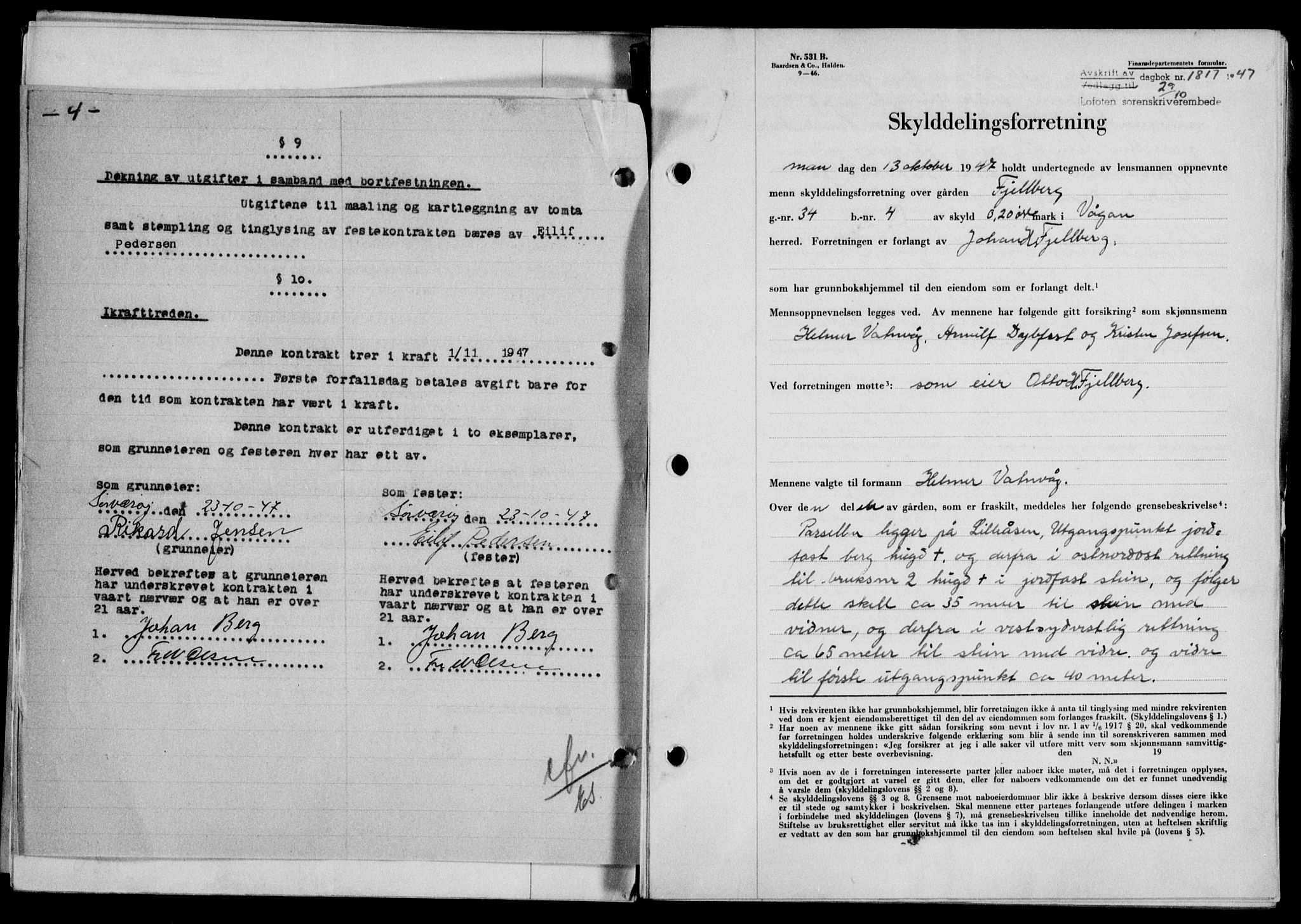 Lofoten sorenskriveri, SAT/A-0017/1/2/2C/L0017a: Mortgage book no. 17a, 1947-1948, Diary no: : 1817/1947