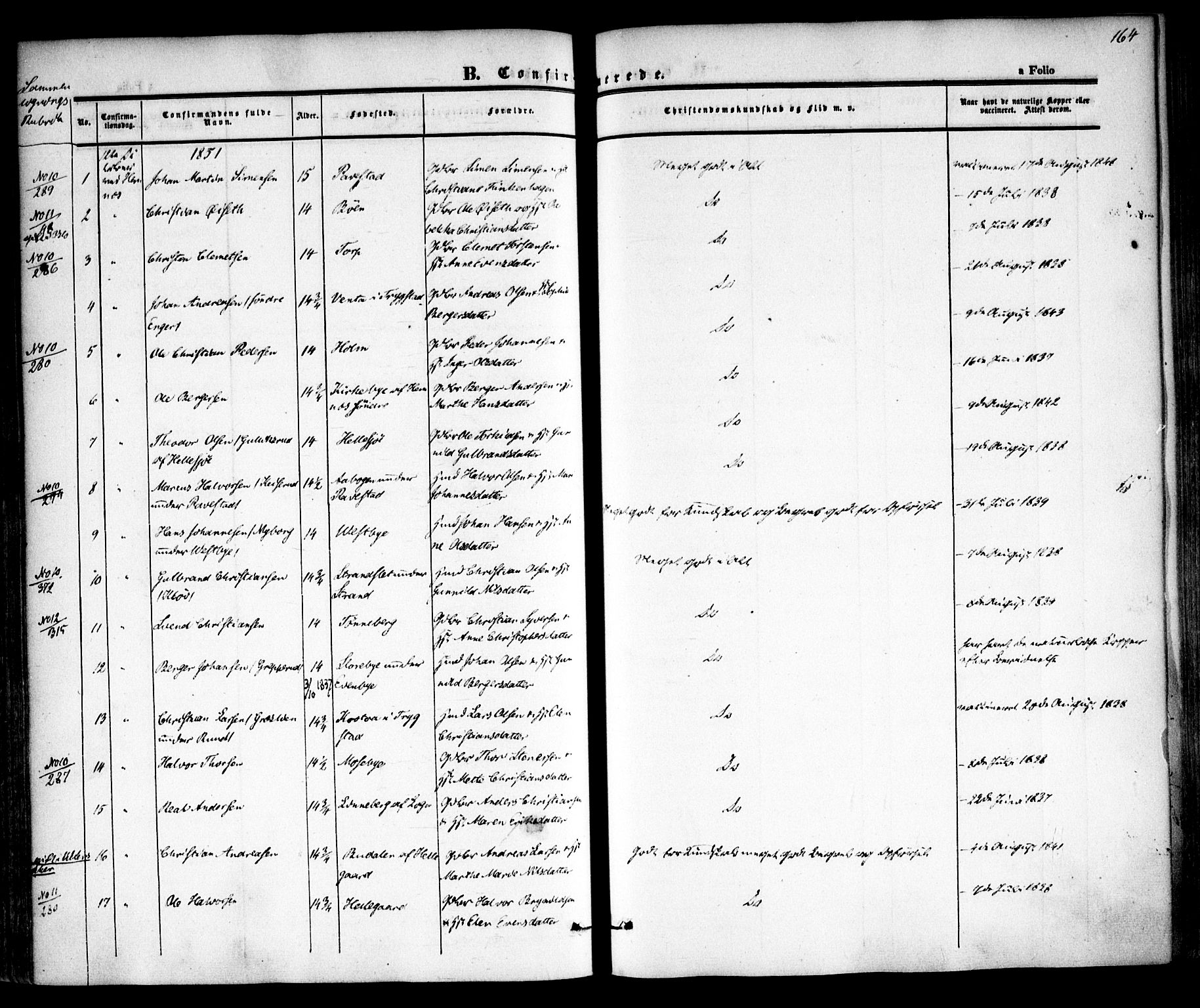 Høland prestekontor Kirkebøker, AV/SAO-A-10346a/F/Fa/L0009: Parish register (official) no. I 9, 1846-1853, p. 164