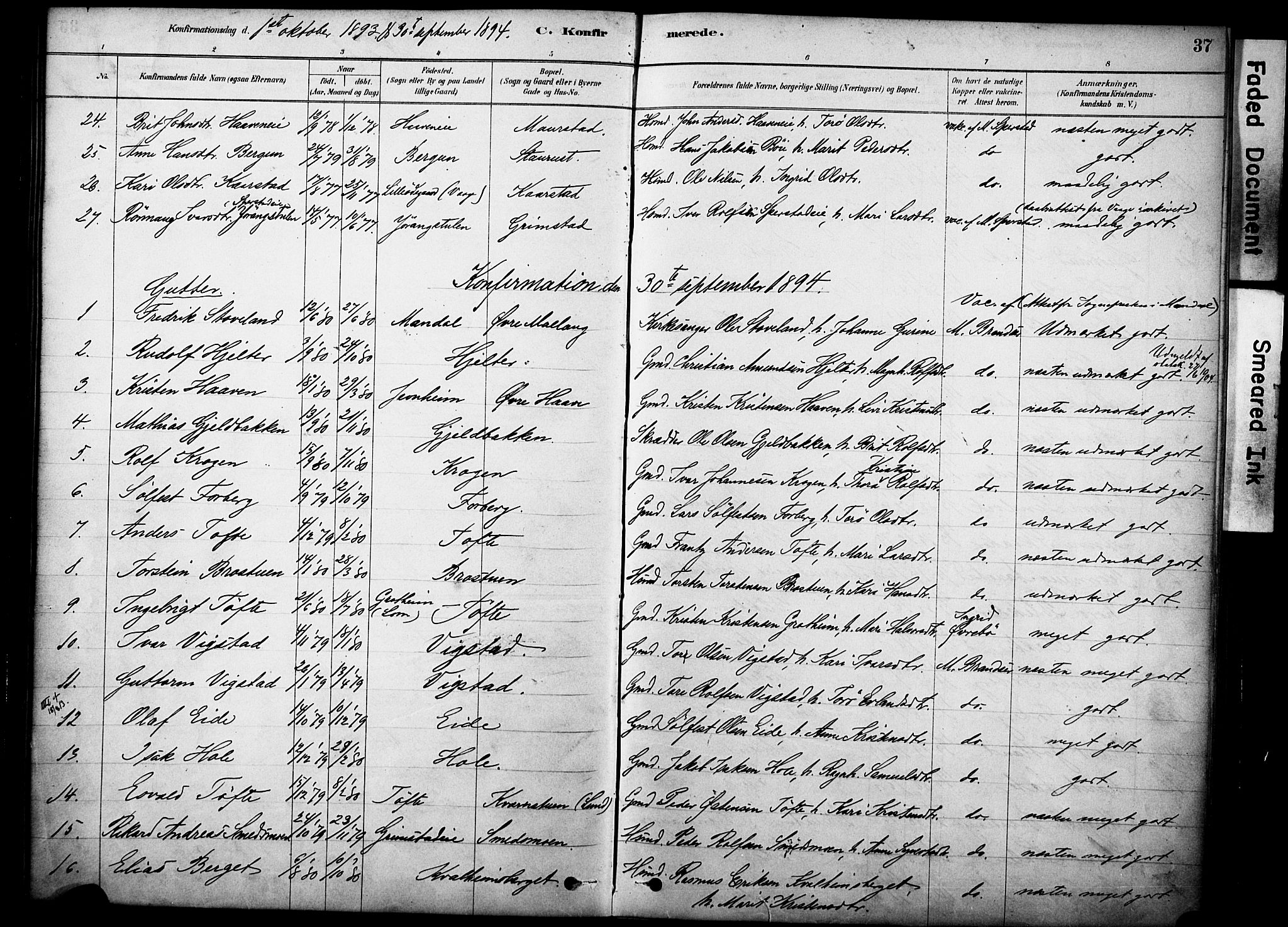 Skjåk prestekontor, SAH/PREST-072/H/Ha/Haa/L0002: Parish register (official) no. 2, 1878-1907, p. 37