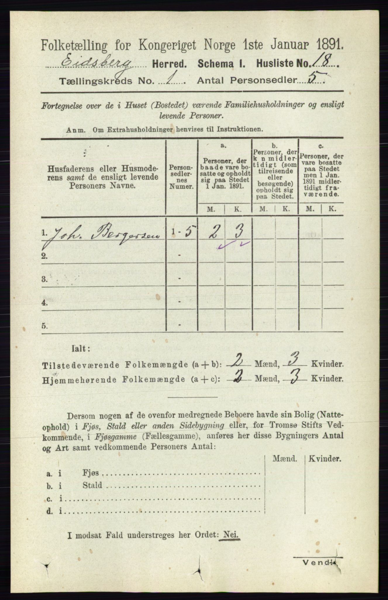 RA, 1891 census for 0125 Eidsberg, 1891, p. 51