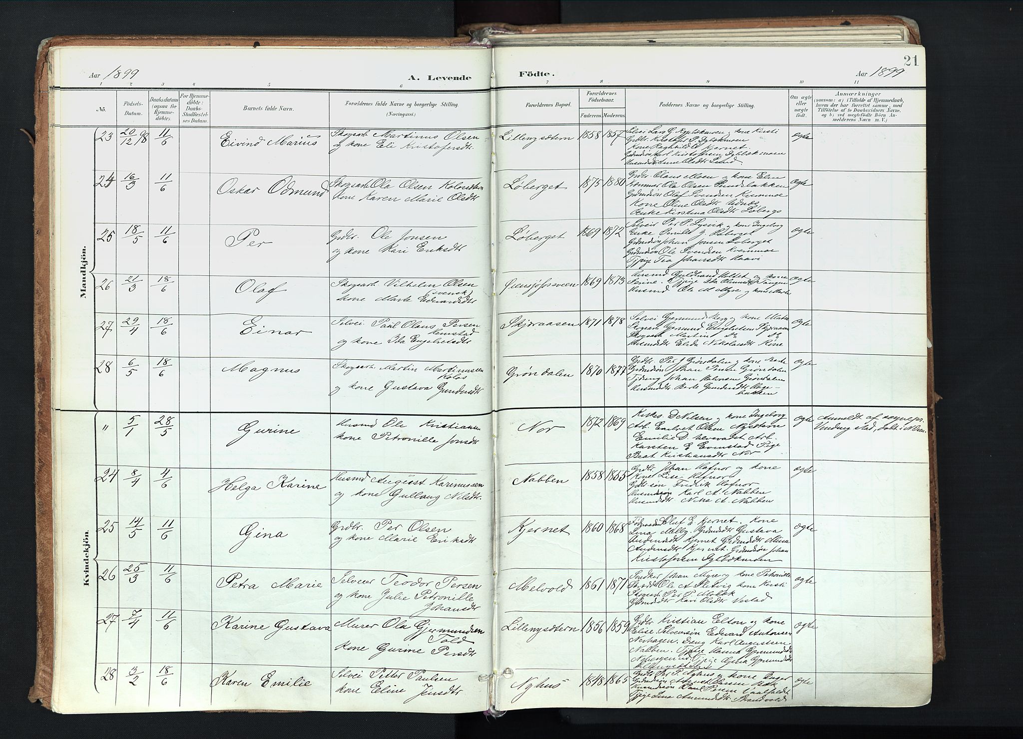 Trysil prestekontor, AV/SAH-PREST-046/H/Ha/Haa/L0012: Parish register (official) no. 12, 1898-1917, p. 21