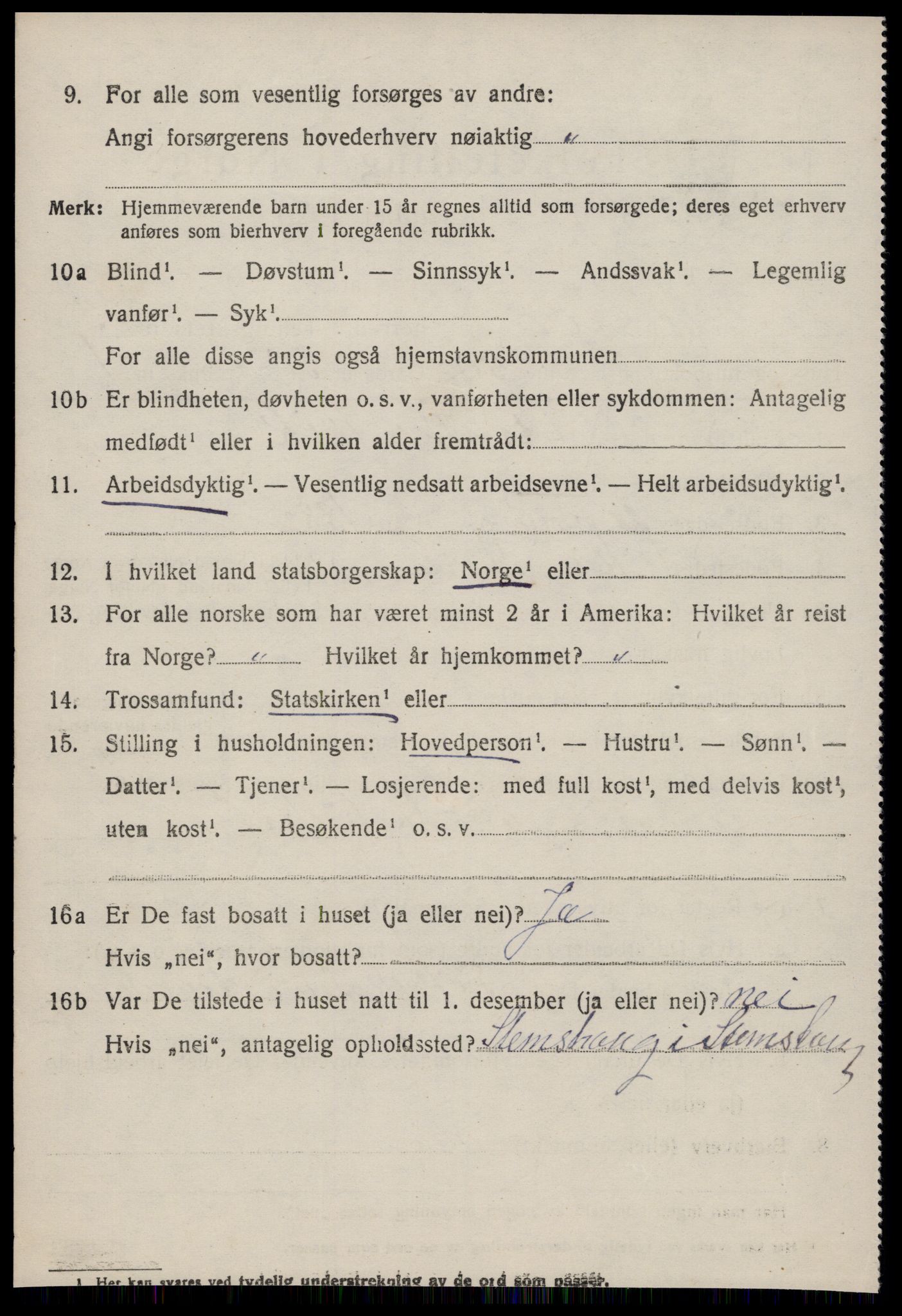 SAT, 1920 census for Stemshaug, 1920, p. 1587