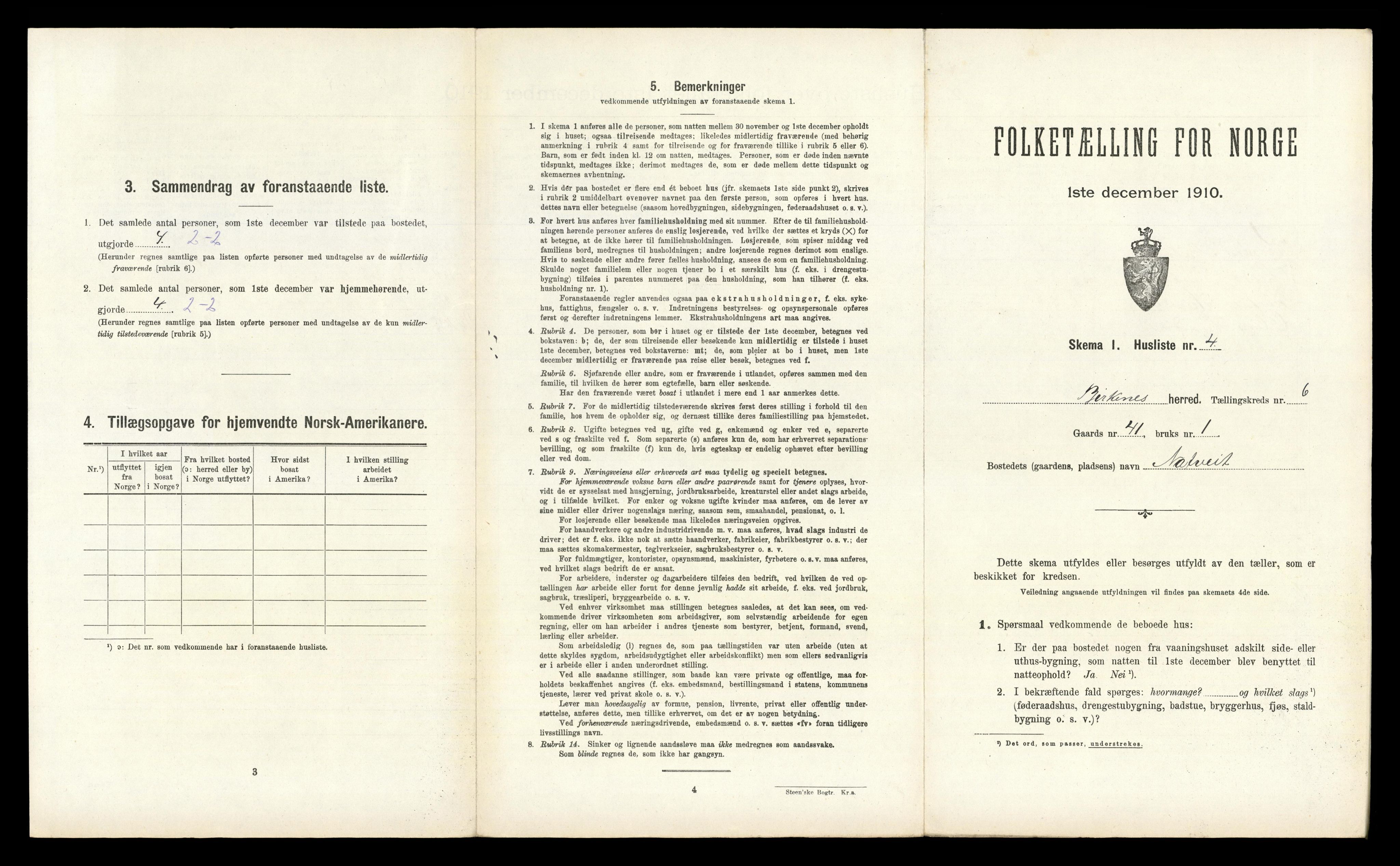 RA, 1910 census for Birkenes, 1910, p. 574