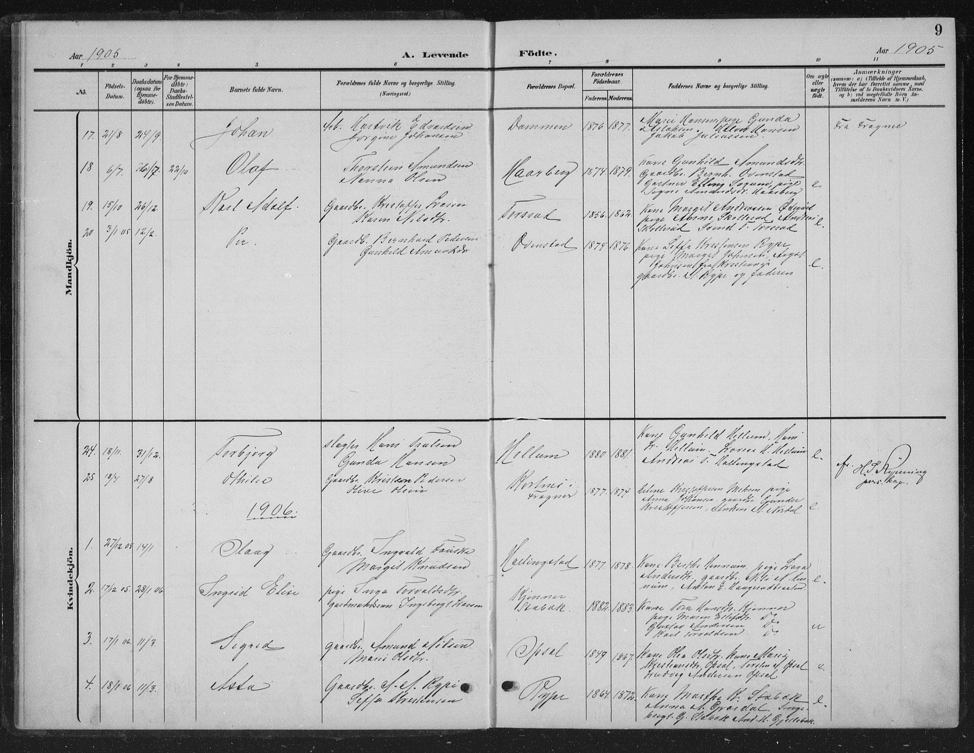 Lier kirkebøker, AV/SAKO-A-230/G/Gc/L0002: Parish register (copy) no. III 2, 1903-1938, p. 9