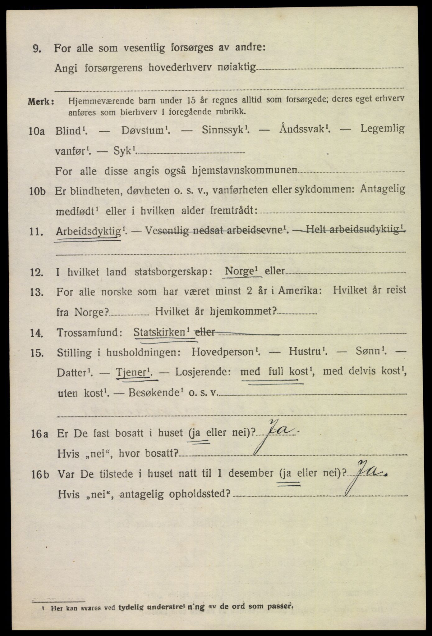 SAK, 1920 census for Oddernes, 1920, p. 9858