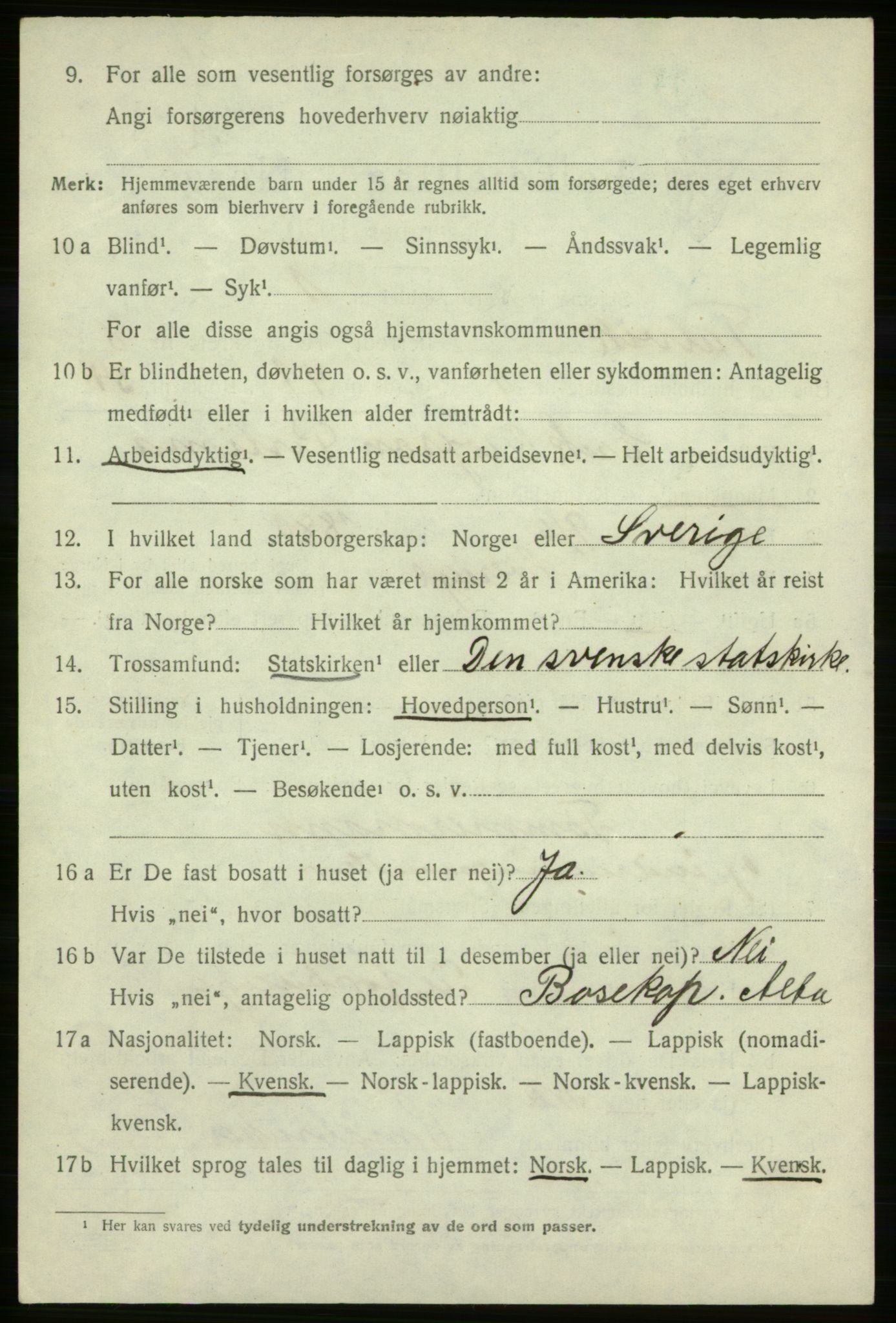 SATØ, 1920 census for Talvik, 1920, p. 4979