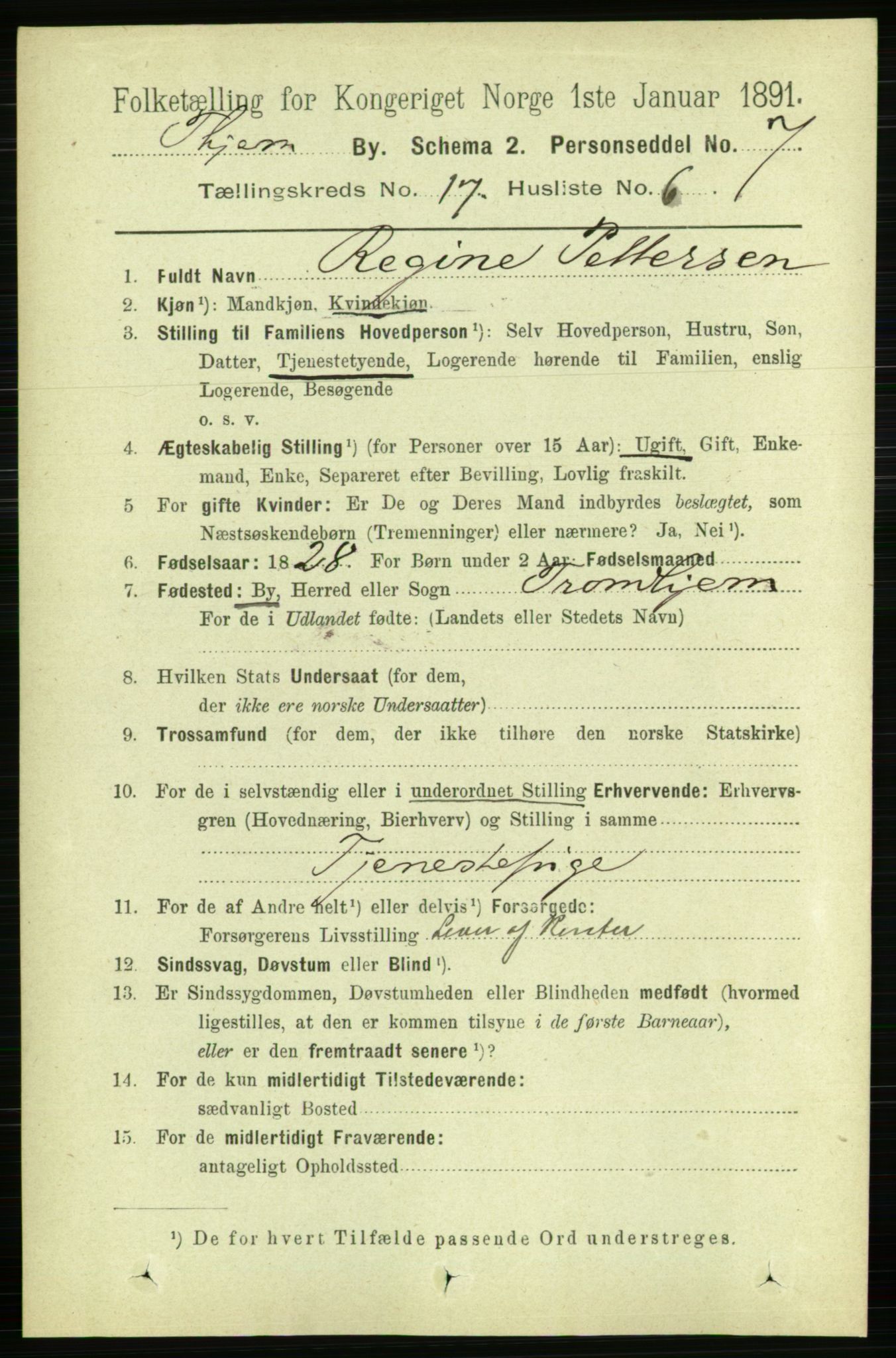 RA, 1891 census for 1601 Trondheim, 1891, p. 13269