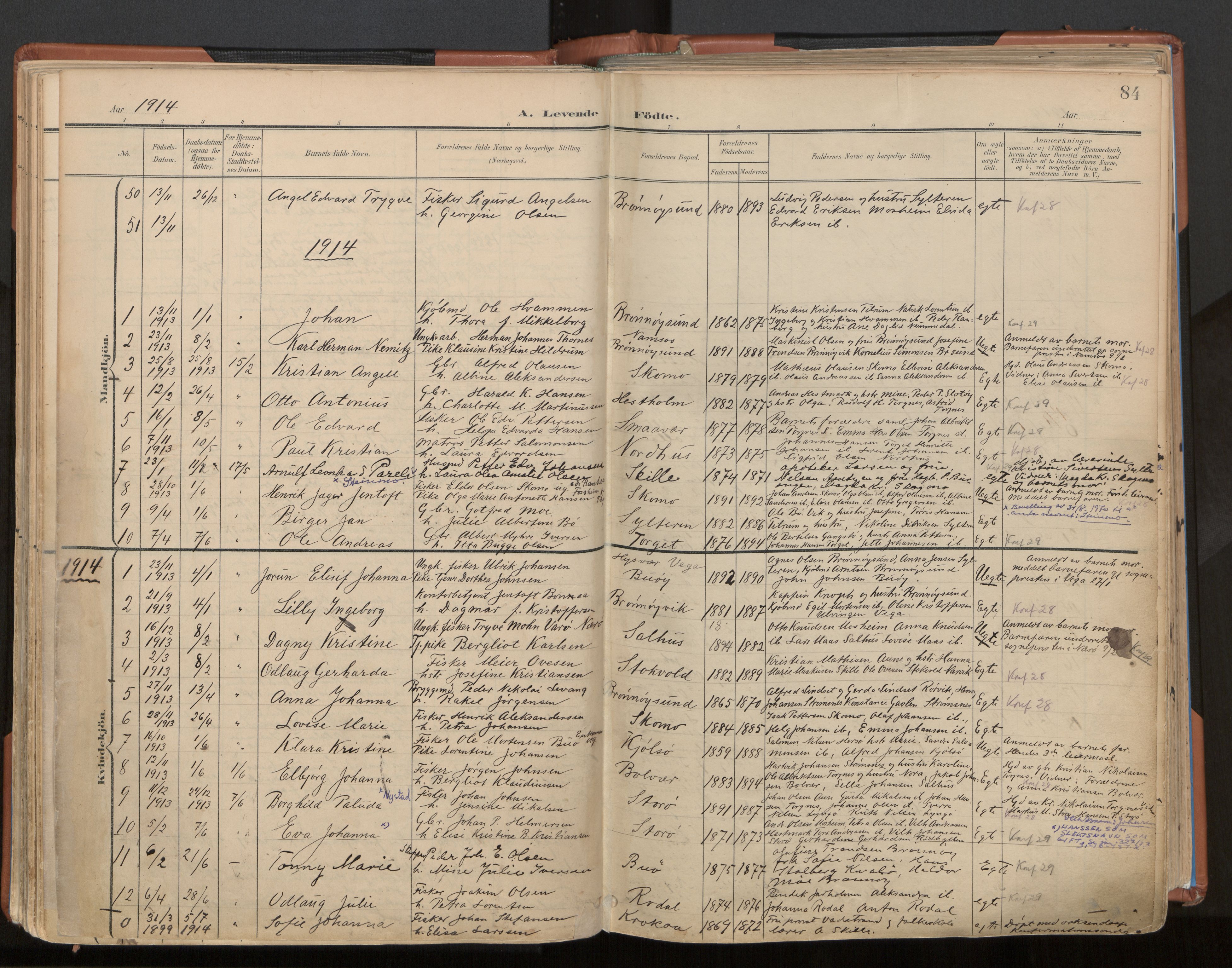 Ministerialprotokoller, klokkerbøker og fødselsregistre - Nordland, SAT/A-1459/813/L0201: Parish register (official) no. 813A11, 1901-1918, p. 84