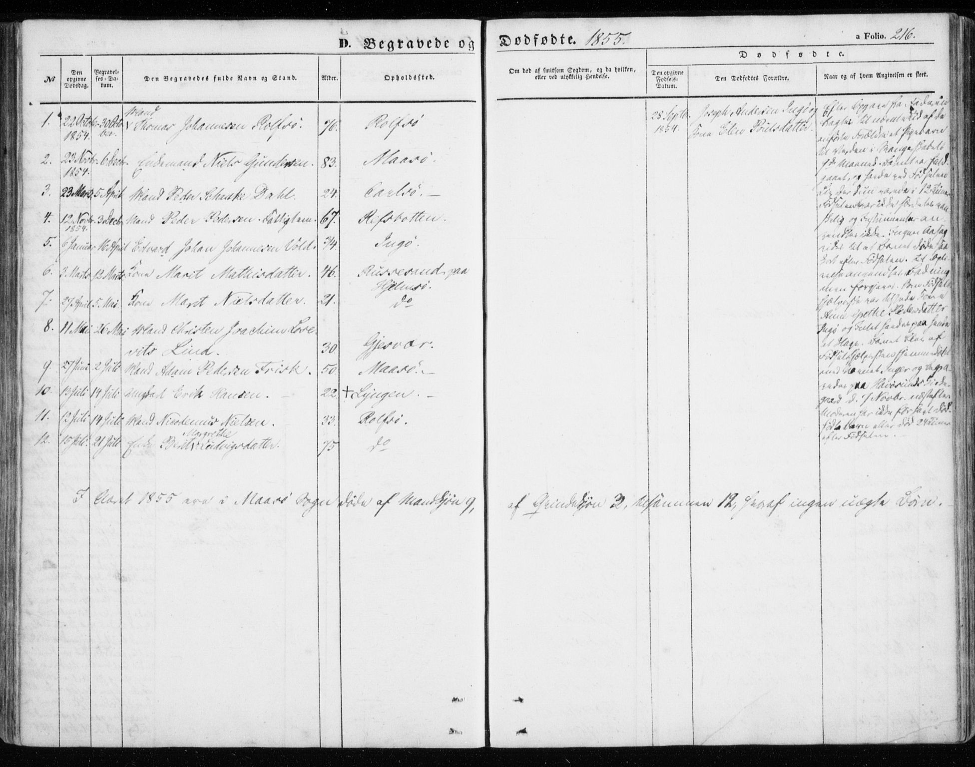 Måsøy sokneprestkontor, SATØ/S-1348/H/Ha/L0002kirke: Parish register (official) no. 2, 1852-1865, p. 216