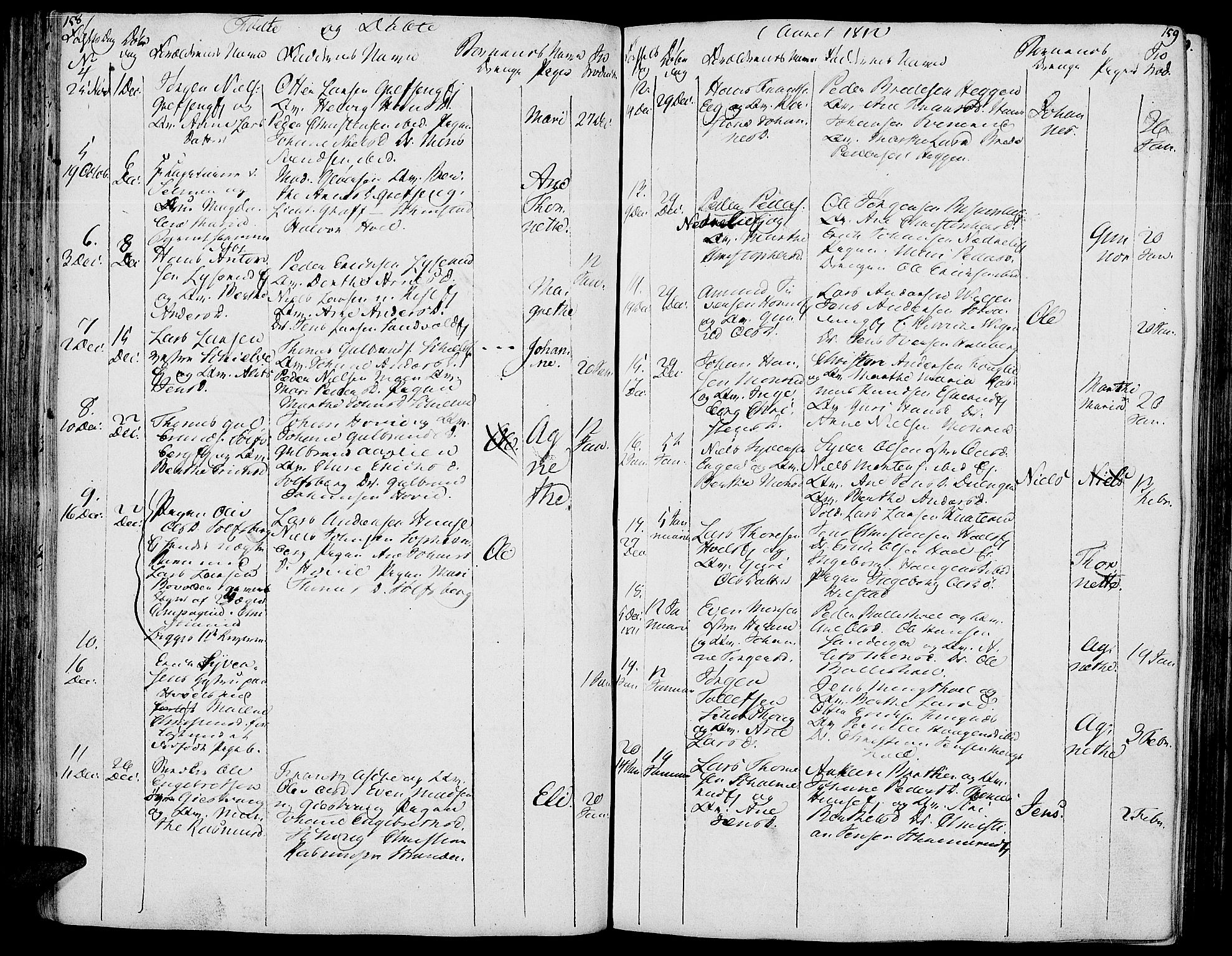 Nes prestekontor, Hedmark, AV/SAH-PREST-020/K/Ka/L0001: Parish register (official) no. 1, 1802-1814, p. 158-159