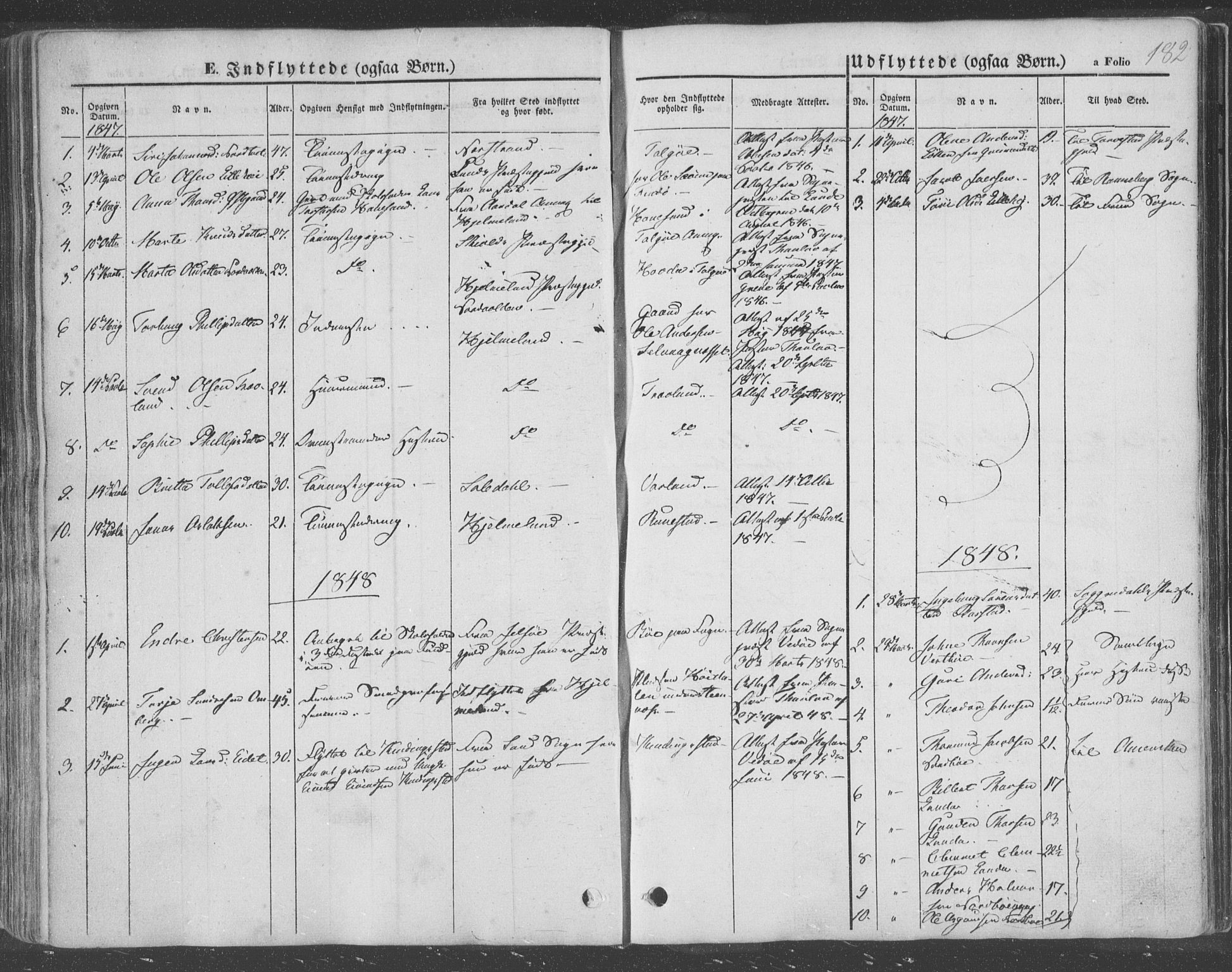 Finnøy sokneprestkontor, SAST/A-101825/H/Ha/Haa/L0007: Parish register (official) no. A 7, 1847-1862, p. 182