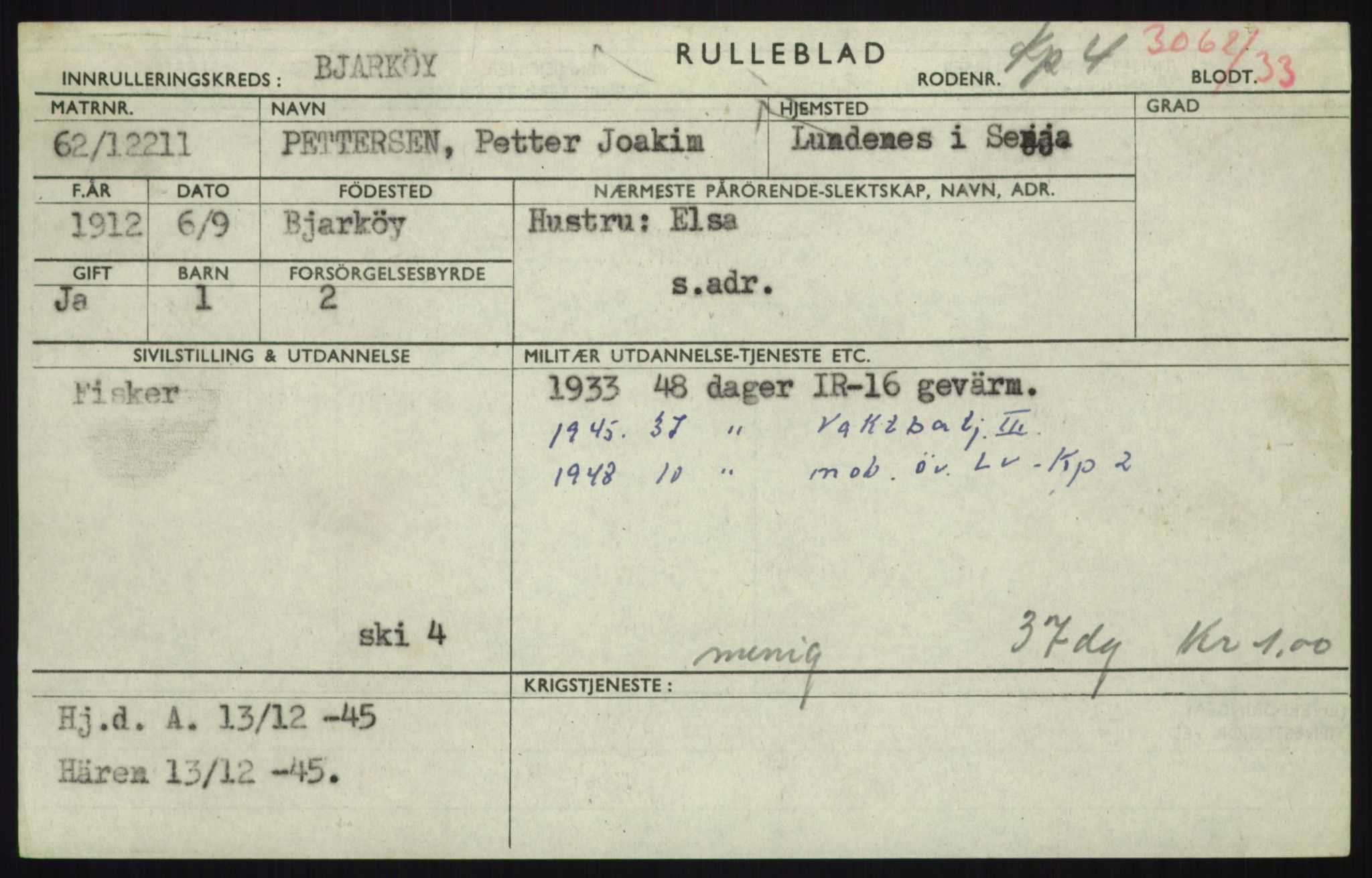Forsvaret, Troms infanteriregiment nr. 16, AV/RA-RAFA-3146/P/Pa/L0017: Rulleblad for regimentets menige mannskaper, årsklasse 1933, 1933, p. 1075