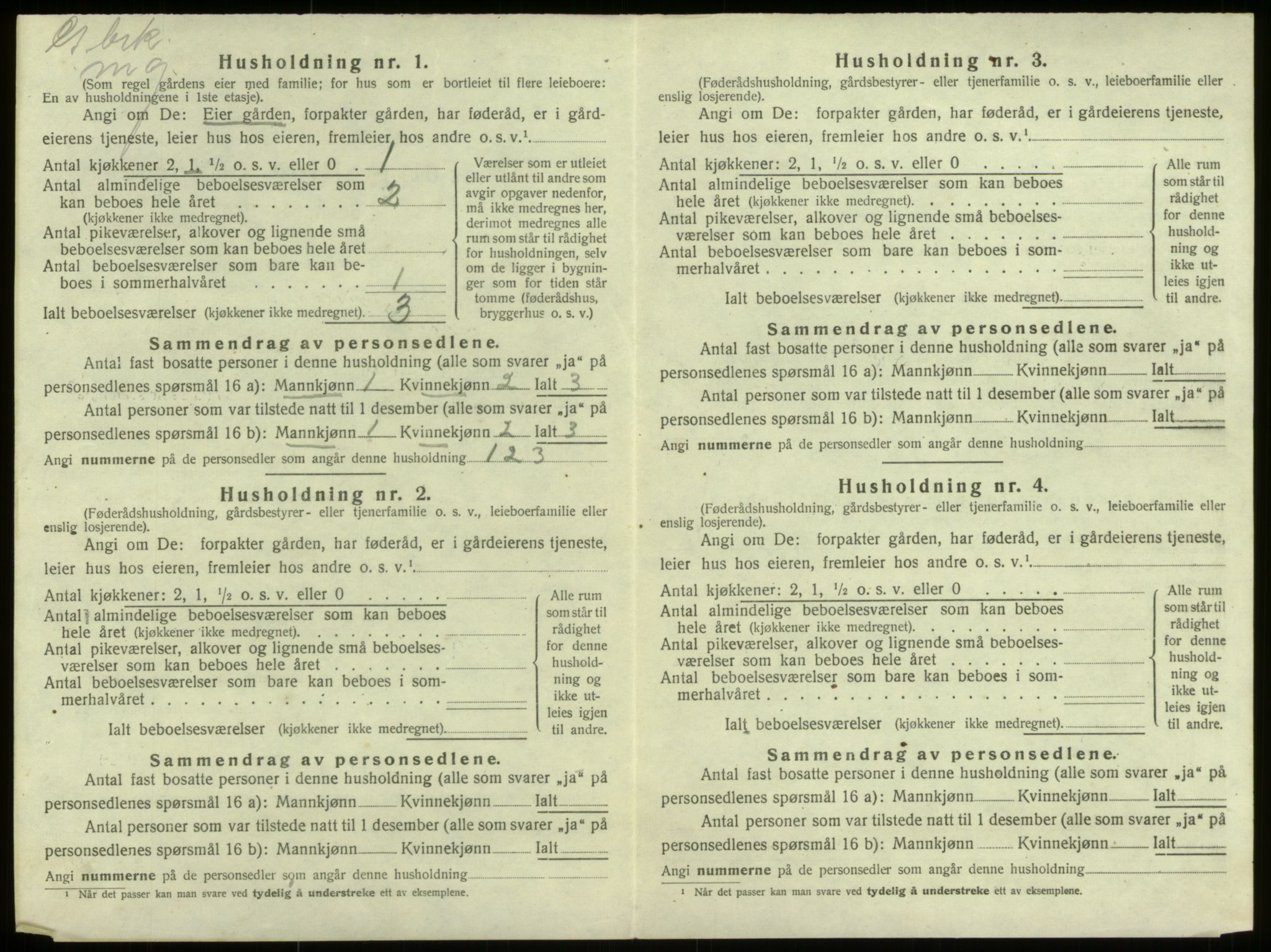 SAB, 1920 census for Selje, 1920, p. 585