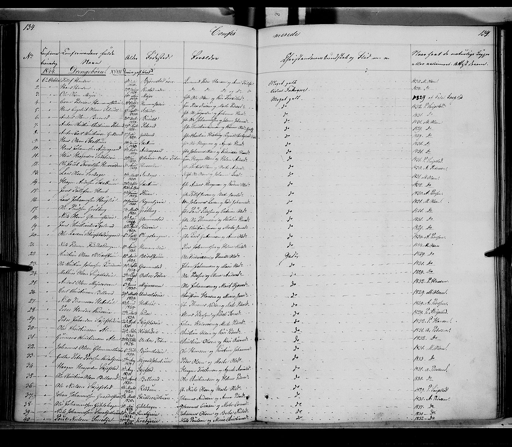 Østre Toten prestekontor, SAH/PREST-104/H/Ha/Haa/L0002: Parish register (official) no. 2, 1840-1847, p. 134