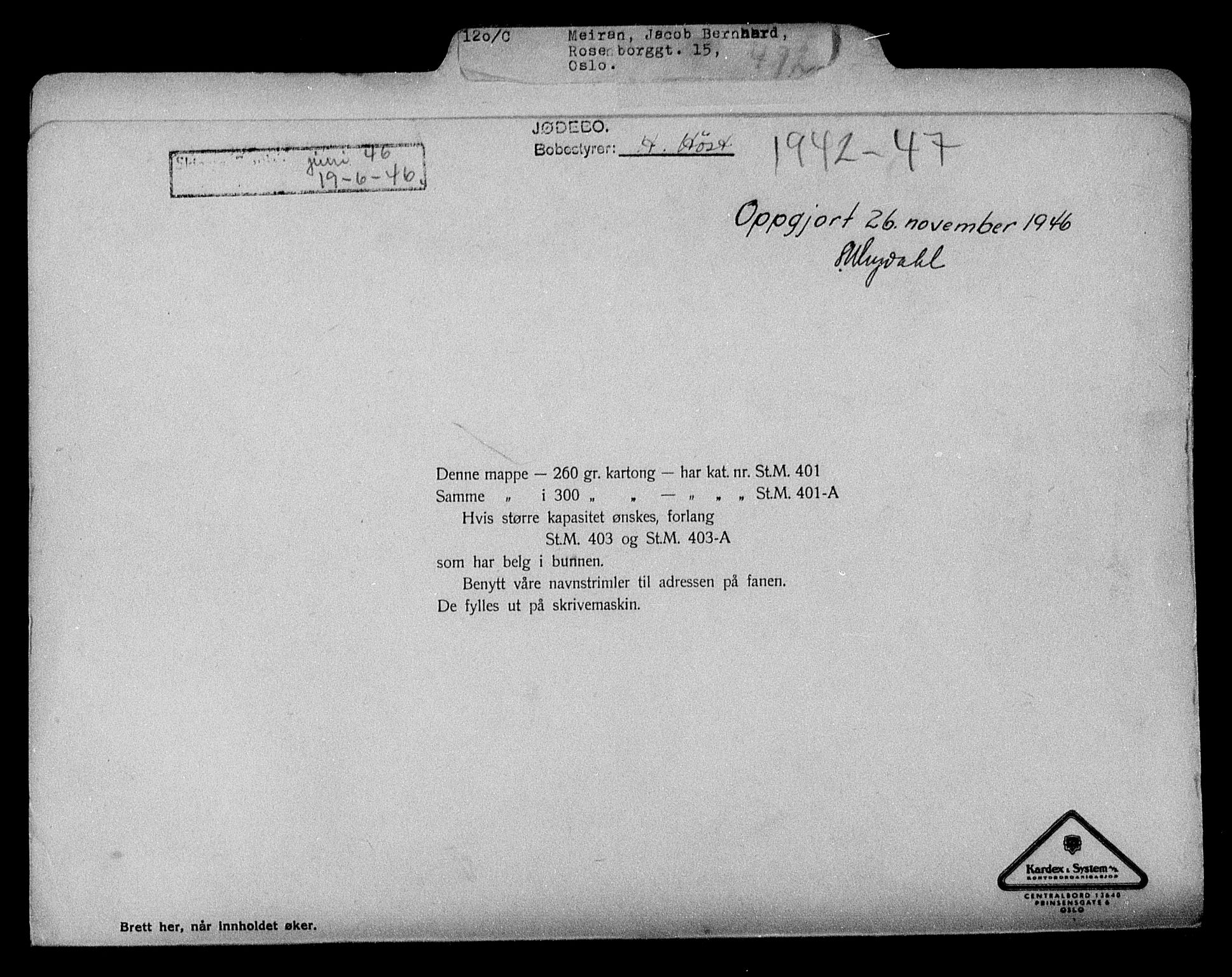 Justisdepartementet, Tilbakeføringskontoret for inndratte formuer, AV/RA-S-1564/H/Hc/Hcc/L0963: --, 1945-1947, p. 224
