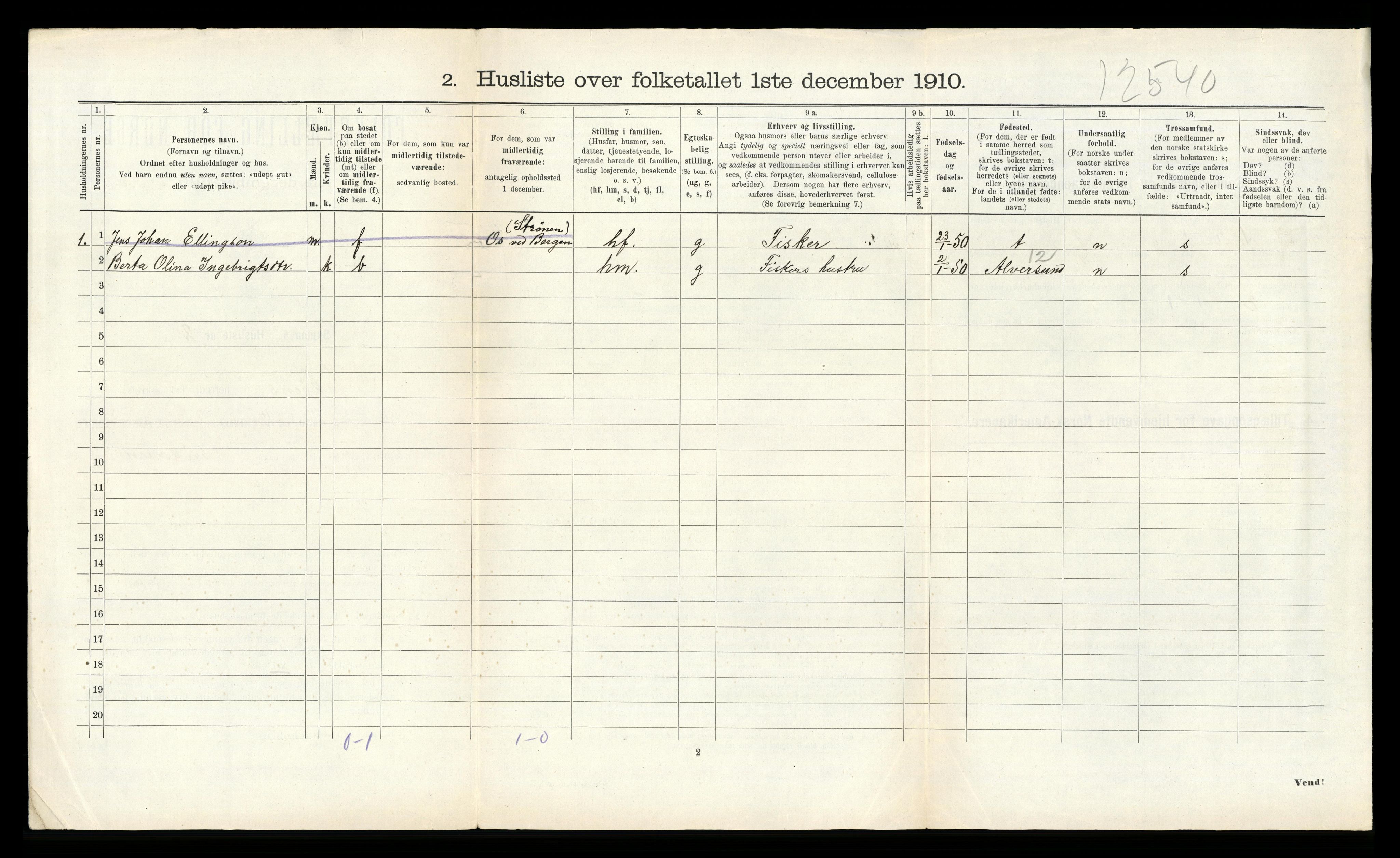 RA, 1910 census for Askøy, 1910, p. 607