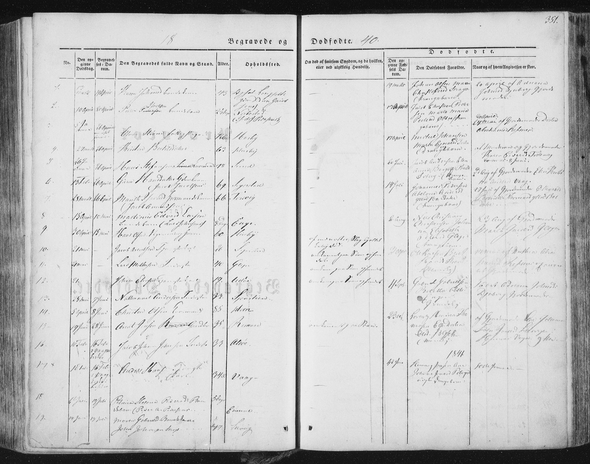 Ministerialprotokoller, klokkerbøker og fødselsregistre - Nordland, AV/SAT-A-1459/838/L0549: Parish register (official) no. 838A07, 1840-1854, p. 351