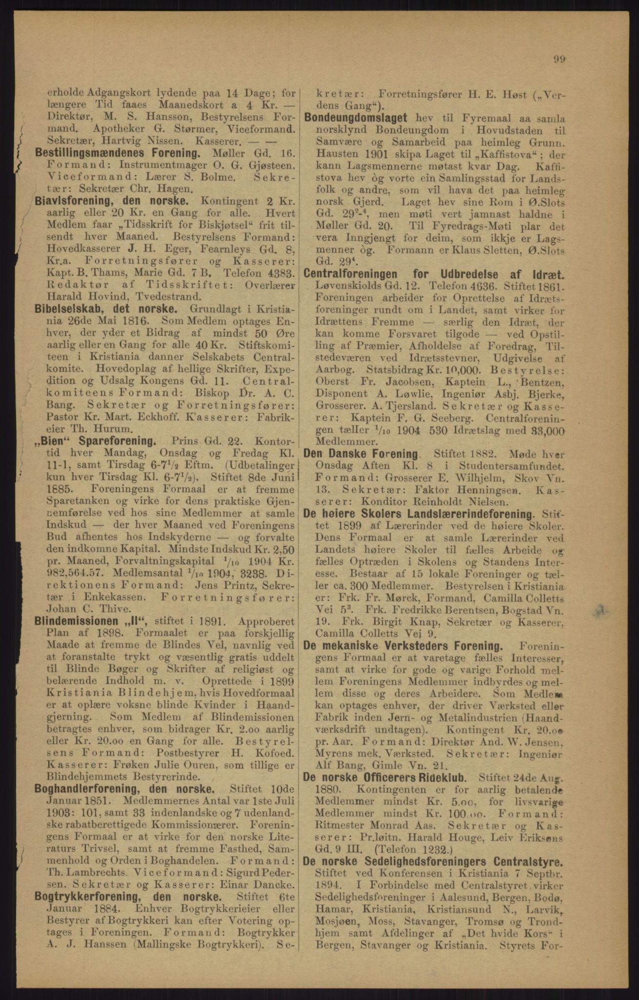 Kristiania/Oslo adressebok, PUBL/-, 1905, p. 99