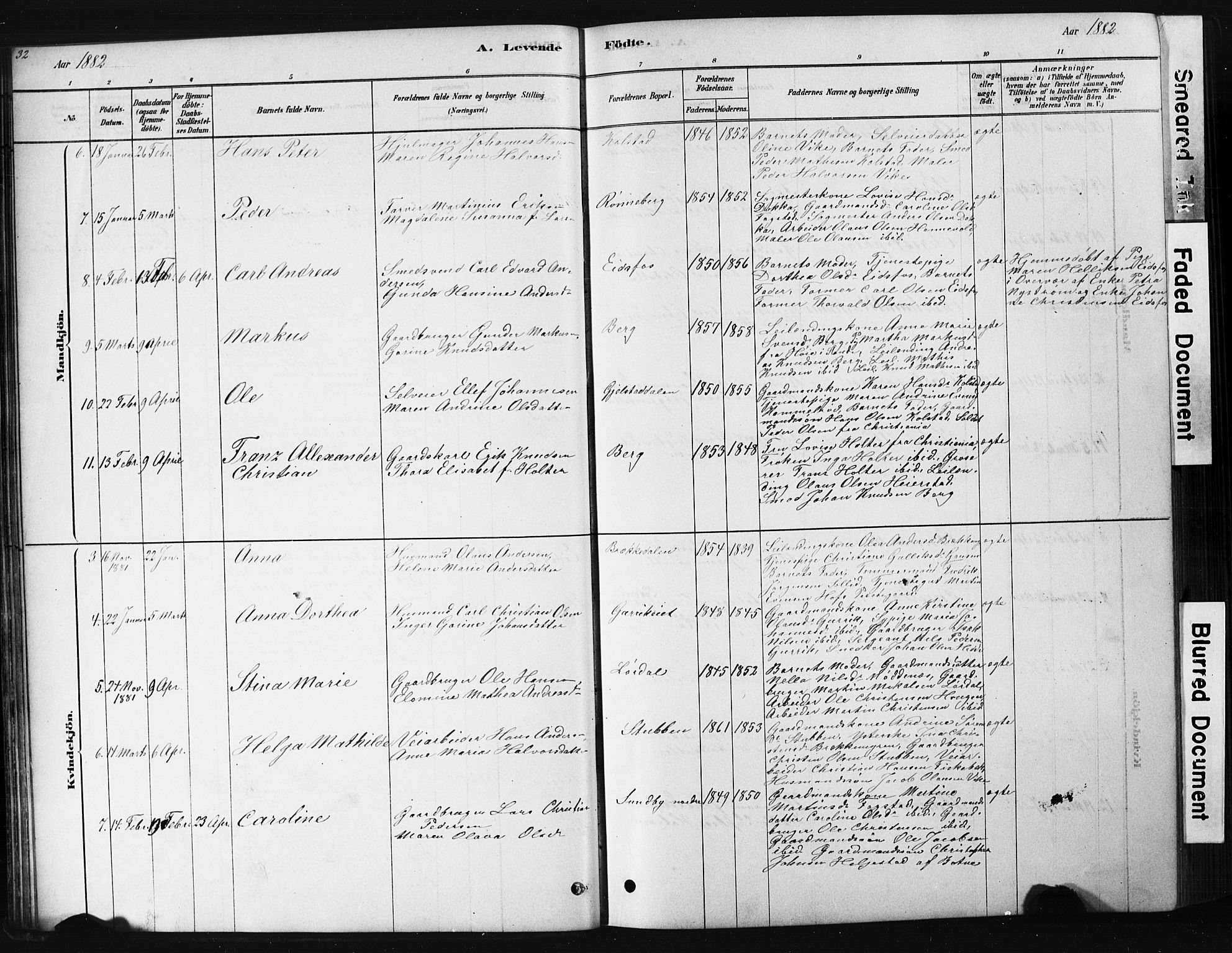 Hof kirkebøker, AV/SAKO-A-64/G/Ga/L0004: Parish register (copy) no. I 4, 1878-1930, p. 32