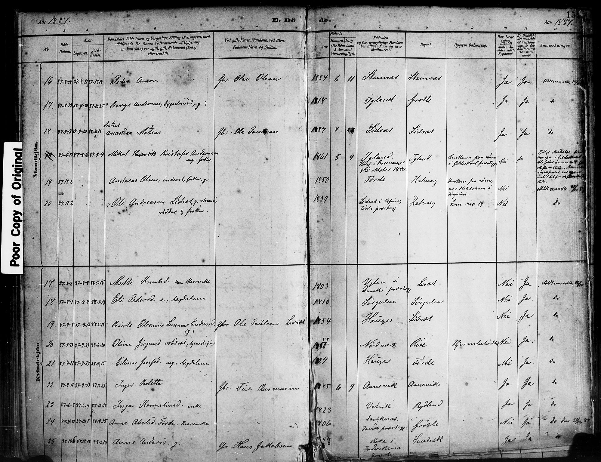 Bremanger sokneprestembete, AV/SAB-A-82201/H/Haa/Haab/L0001: Parish register (official) no. B 1, 1884-1895, p. 159