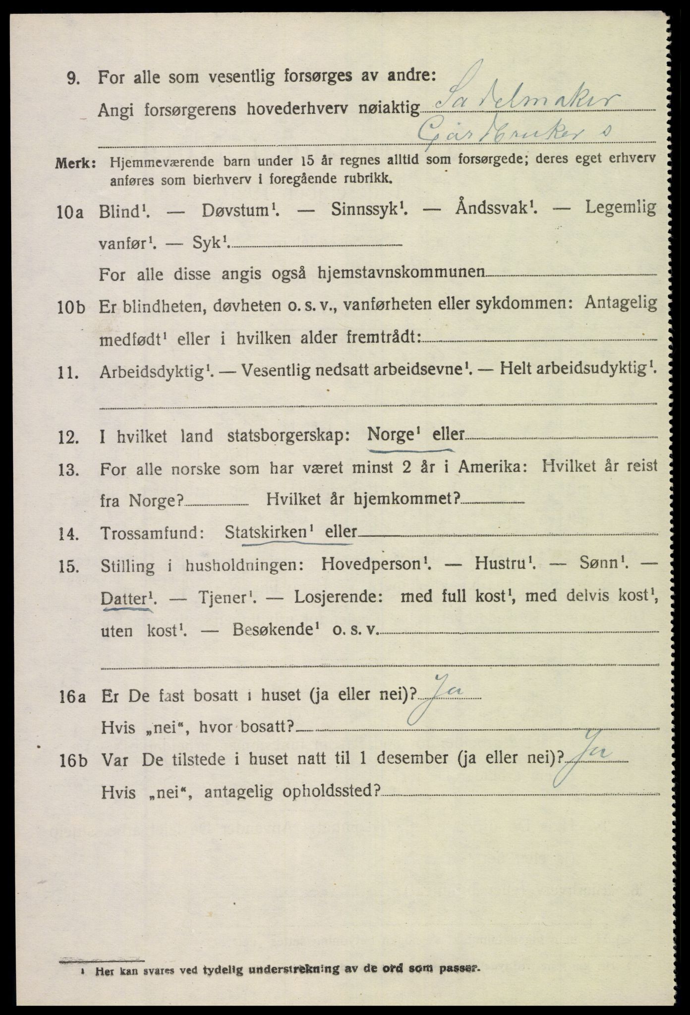 SAK, 1920 census for Sør-Audnedal, 1920, p. 3446