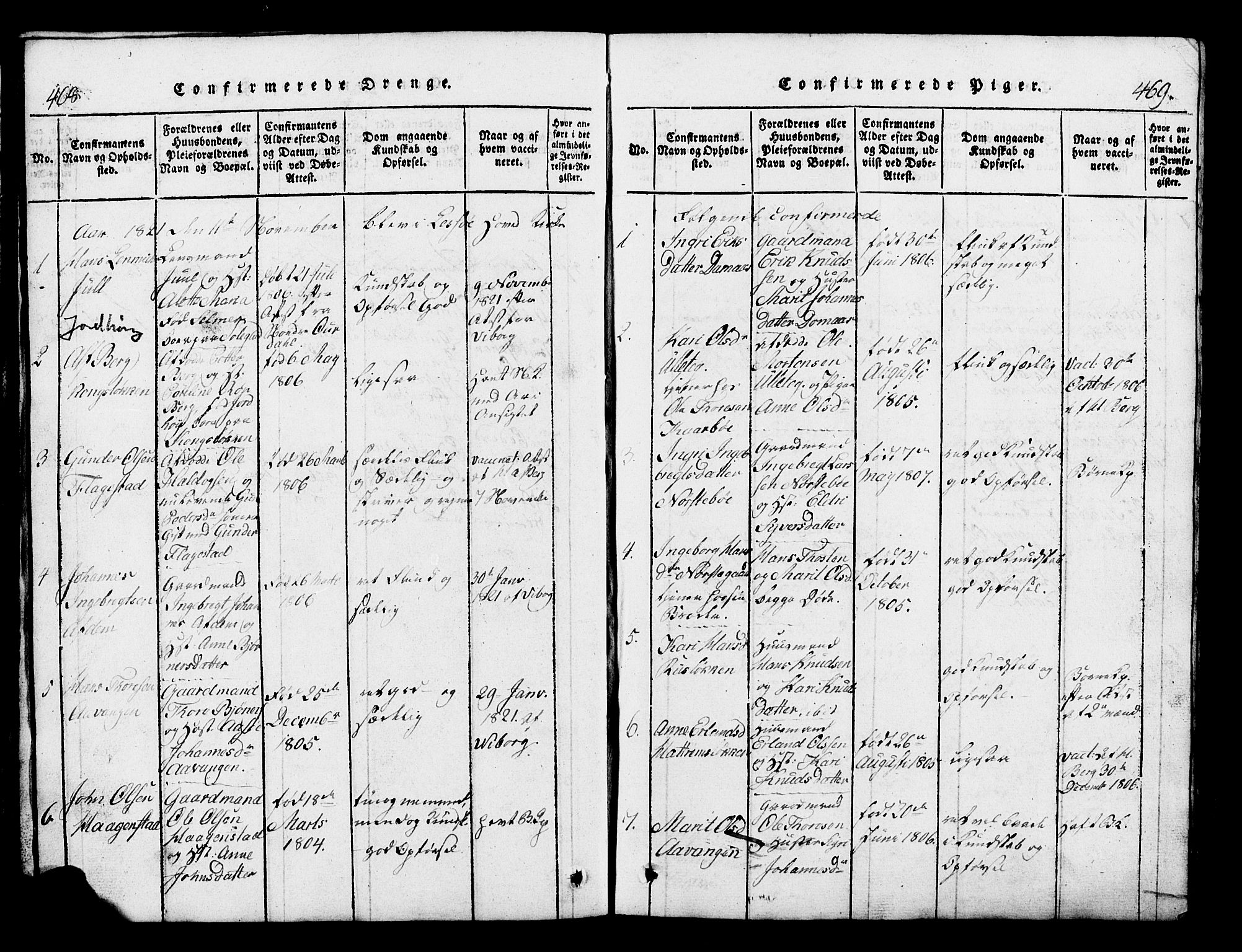Lesja prestekontor, SAH/PREST-068/H/Ha/Hab/L0001: Parish register (copy) no. 1, 1820-1831, p. 468-469