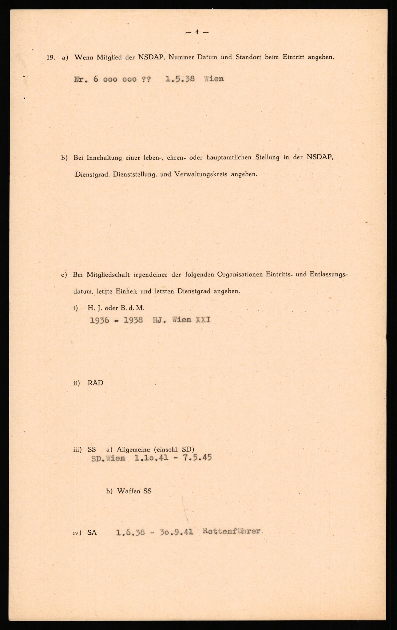 Forsvaret, Forsvarets overkommando II, RA/RAFA-3915/D/Db/L0039: CI Questionaires. Tyske okkupasjonsstyrker i Norge. Østerrikere., 1945-1946, p. 256