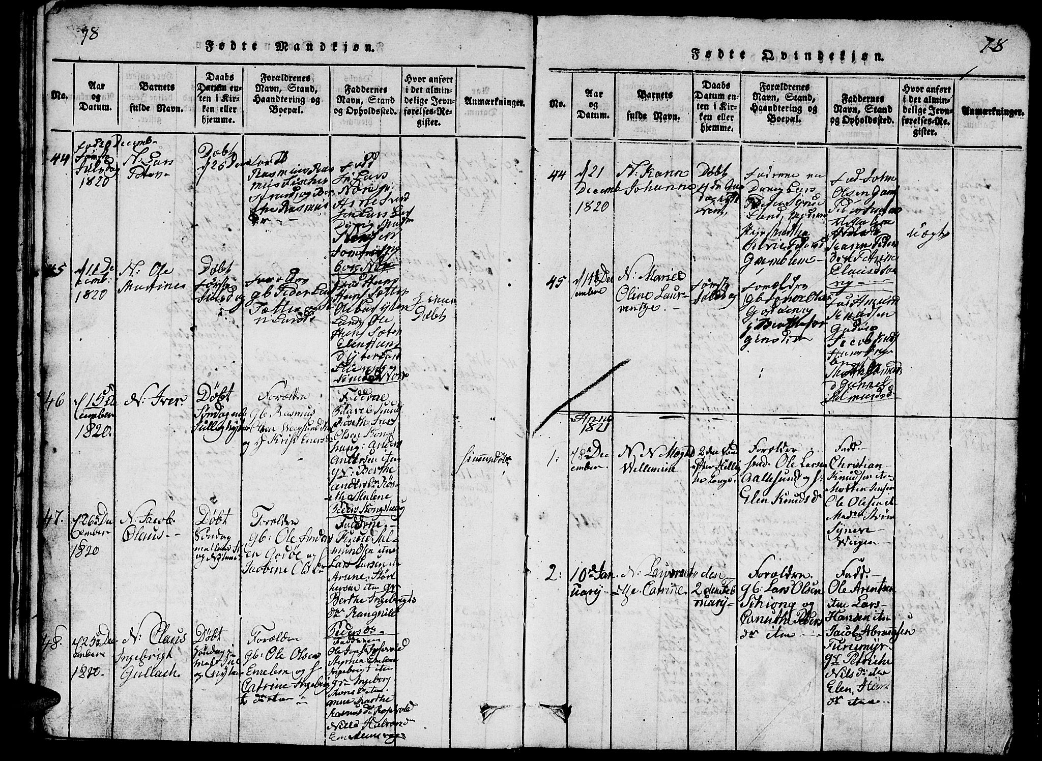 Ministerialprotokoller, klokkerbøker og fødselsregistre - Møre og Romsdal, AV/SAT-A-1454/528/L0423: Parish register (copy) no. 528C04, 1816-1827, p. 78-79