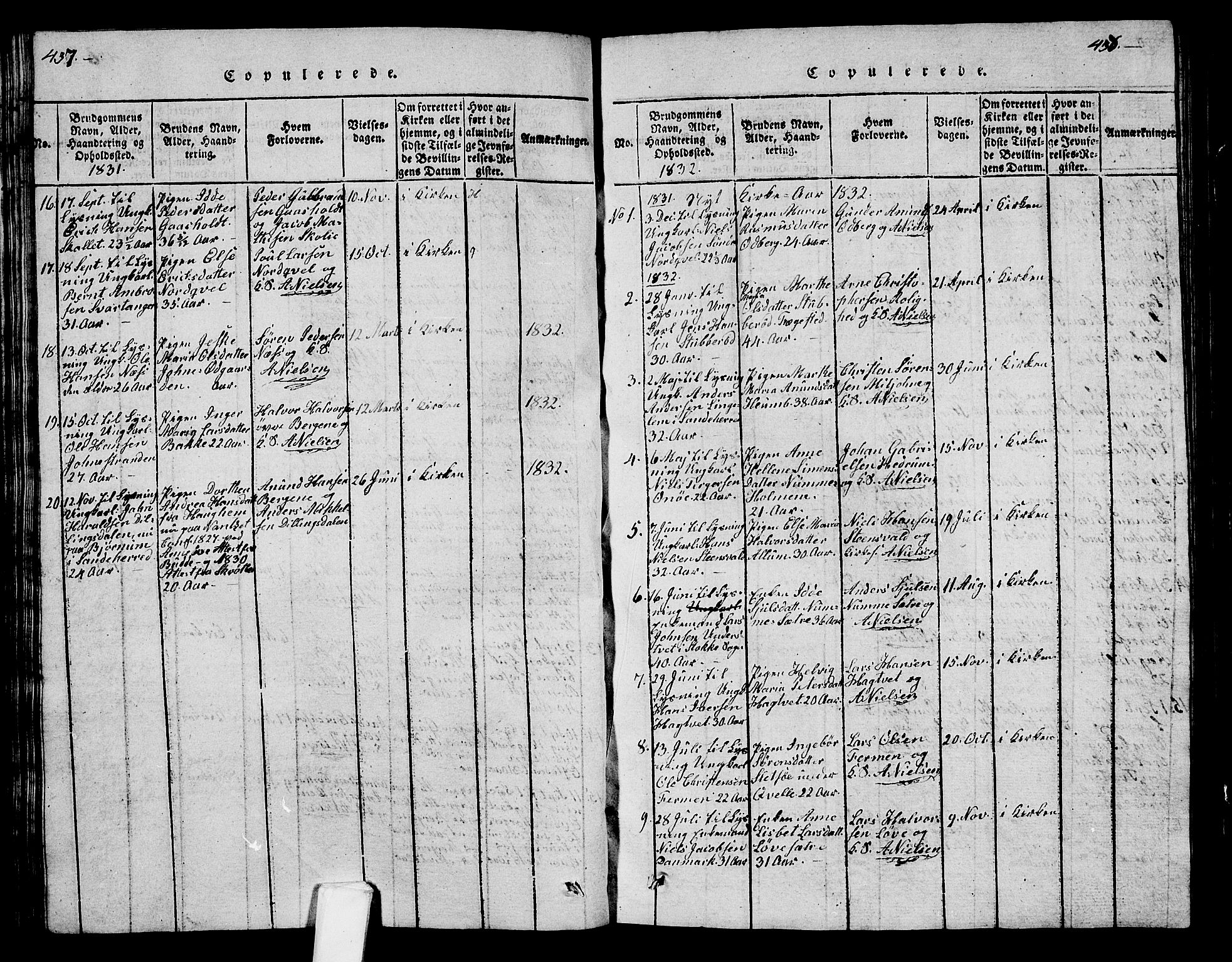 Hedrum kirkebøker, AV/SAKO-A-344/G/Ga/L0003: Parish register (copy) no. I 3, 1817-1835, p. 437-438