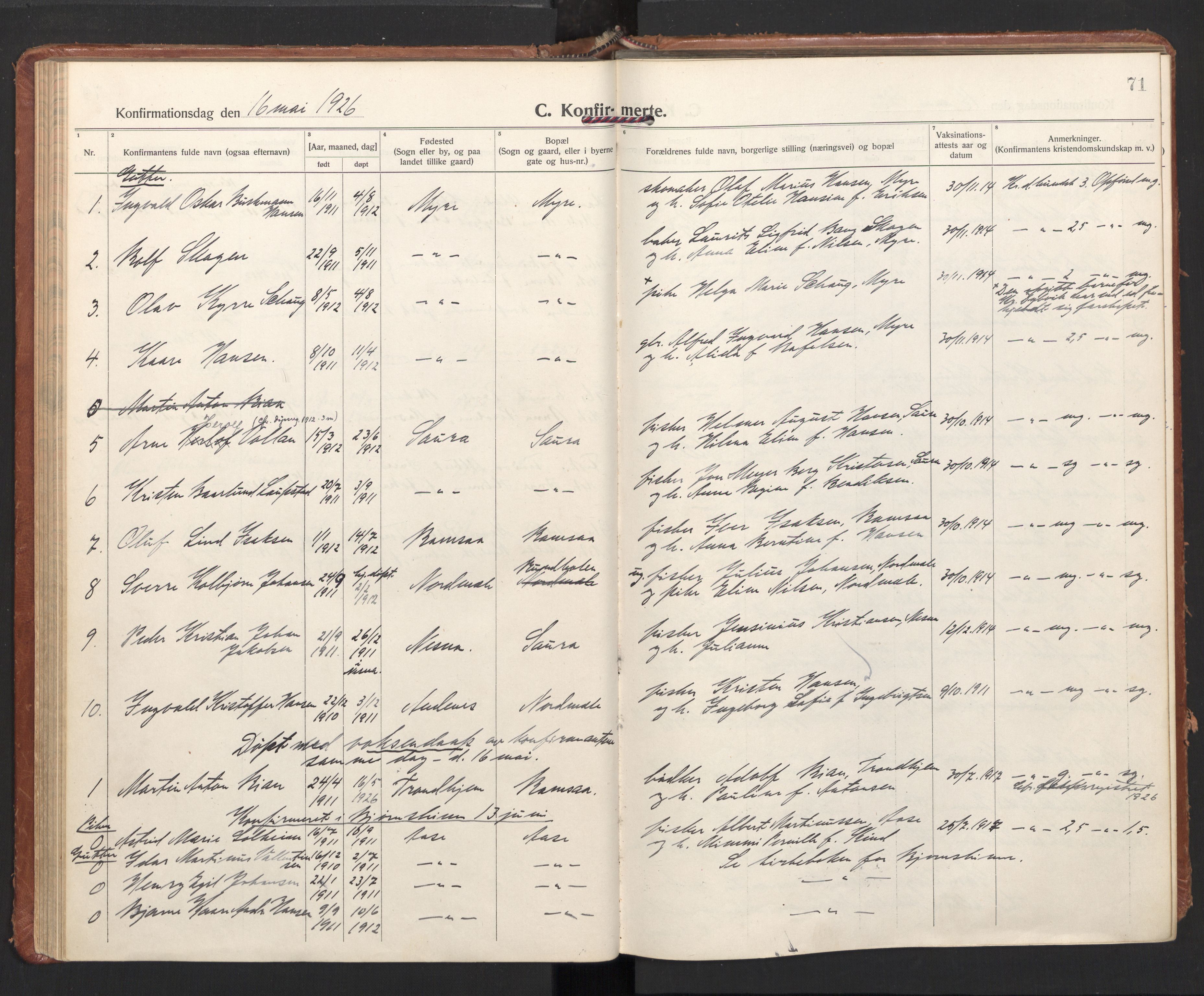 Ministerialprotokoller, klokkerbøker og fødselsregistre - Nordland, SAT/A-1459/897/L1408: Parish register (official) no. 897A15, 1922-1938, p. 71
